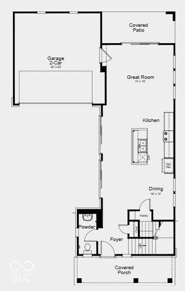 First Floor Plan - Additional Highlights Include: 10' ceilings on first floor, gas line in kitchen, water softener rough-in, and finished and painted garage