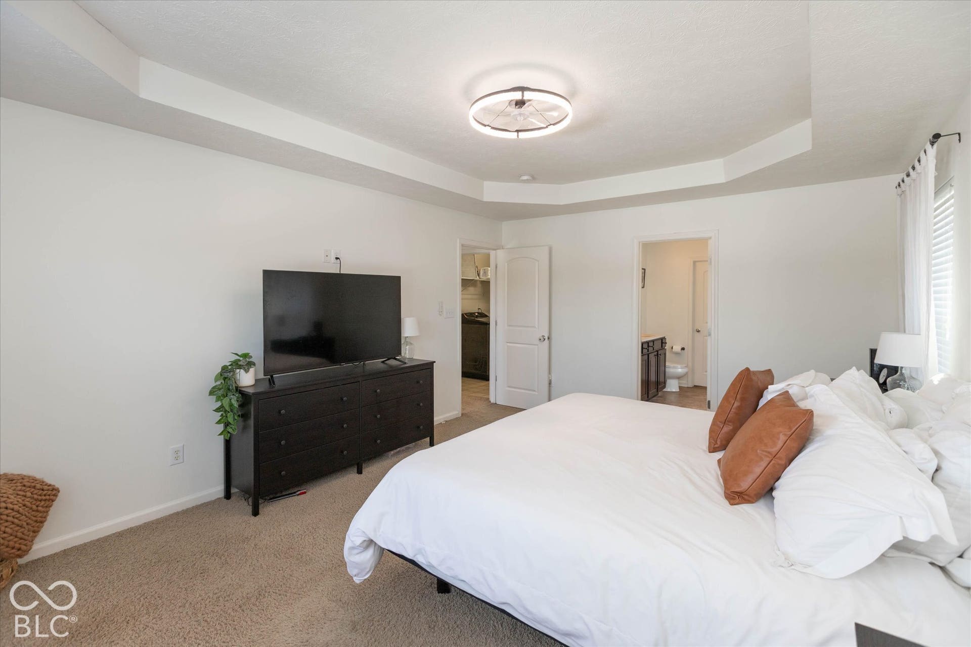 Recessed ceiling detail with a central light fixture