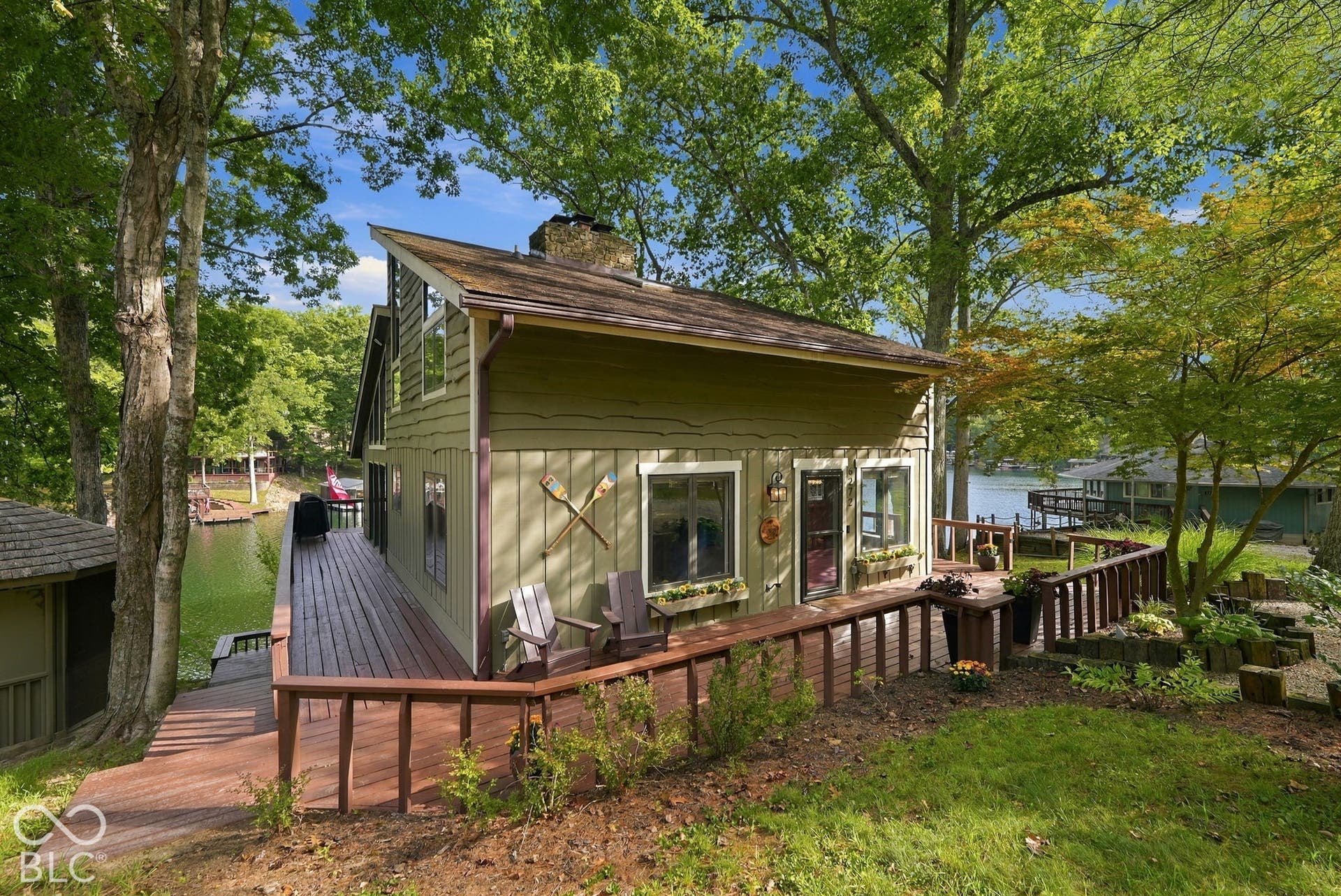 Wood-sided exterior with an A-frame roofline