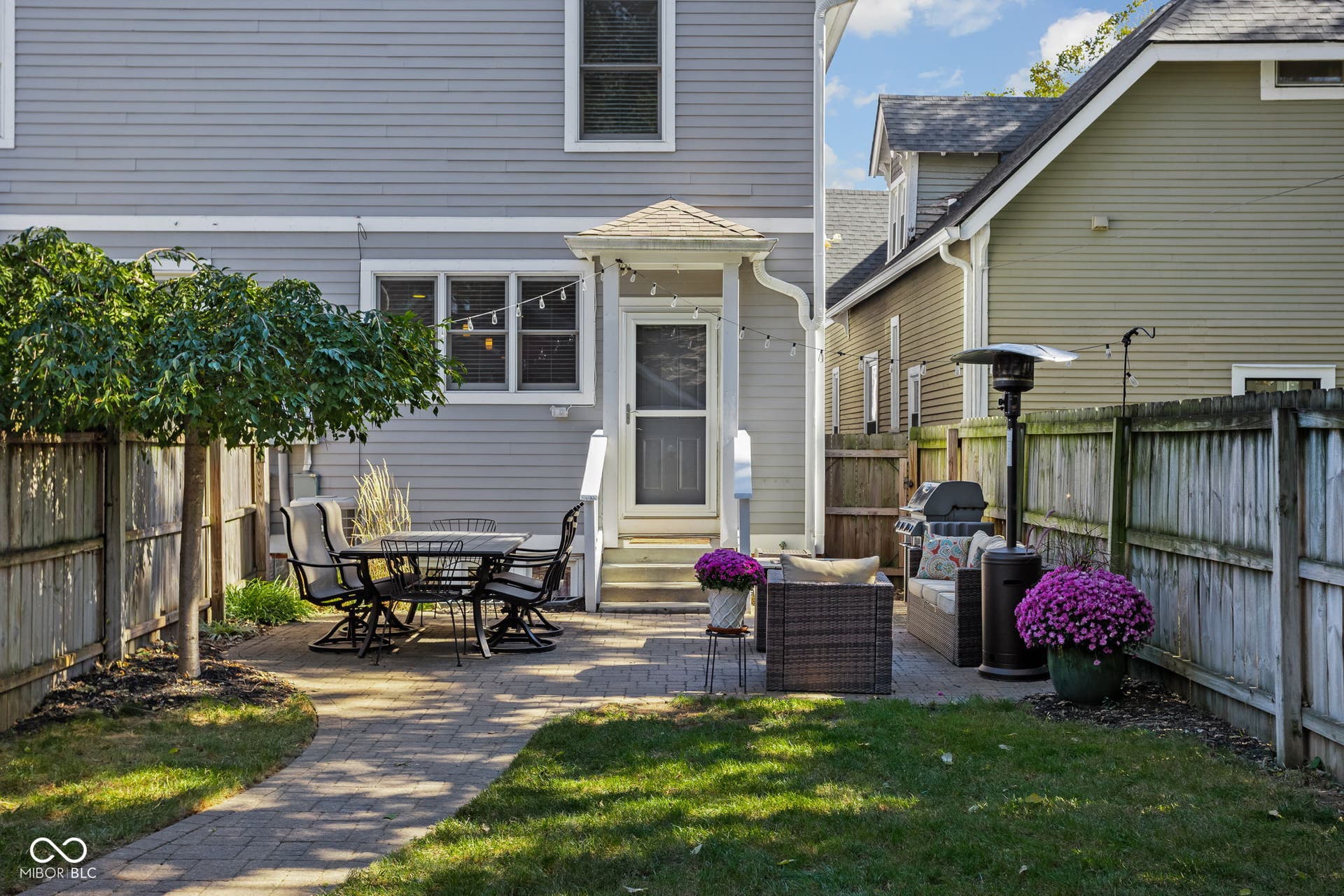 Backyard with paver patio.