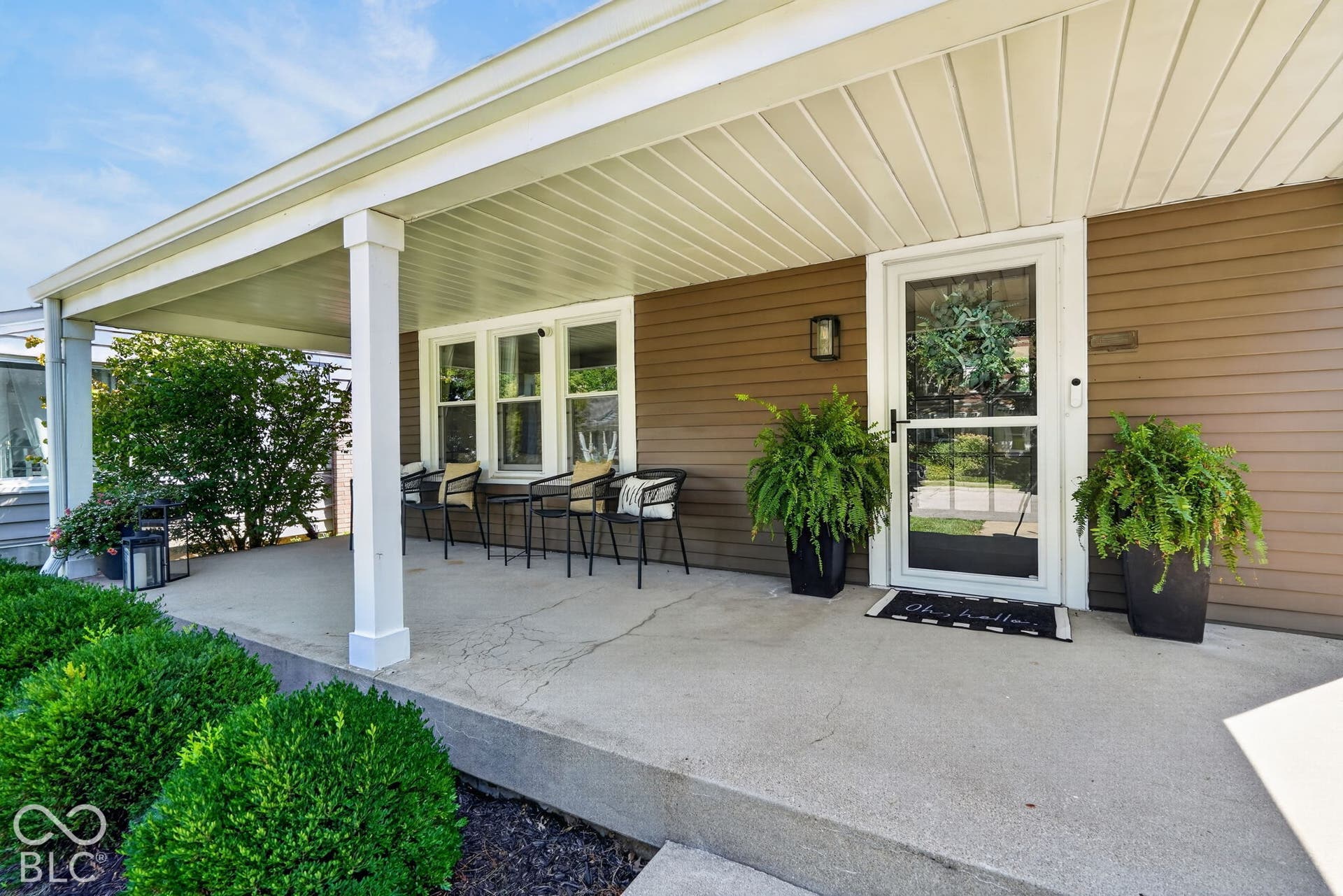 Charming front porch for morning latte.