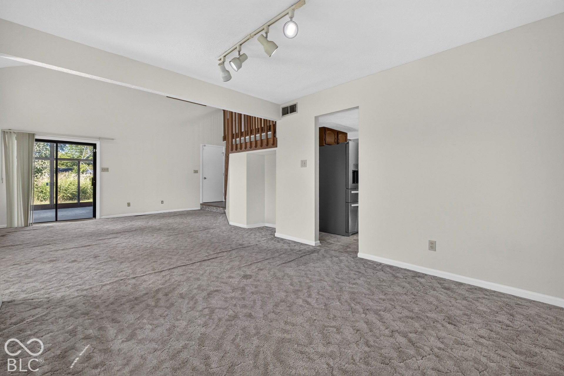 Vaulted ceiling with exposed beam