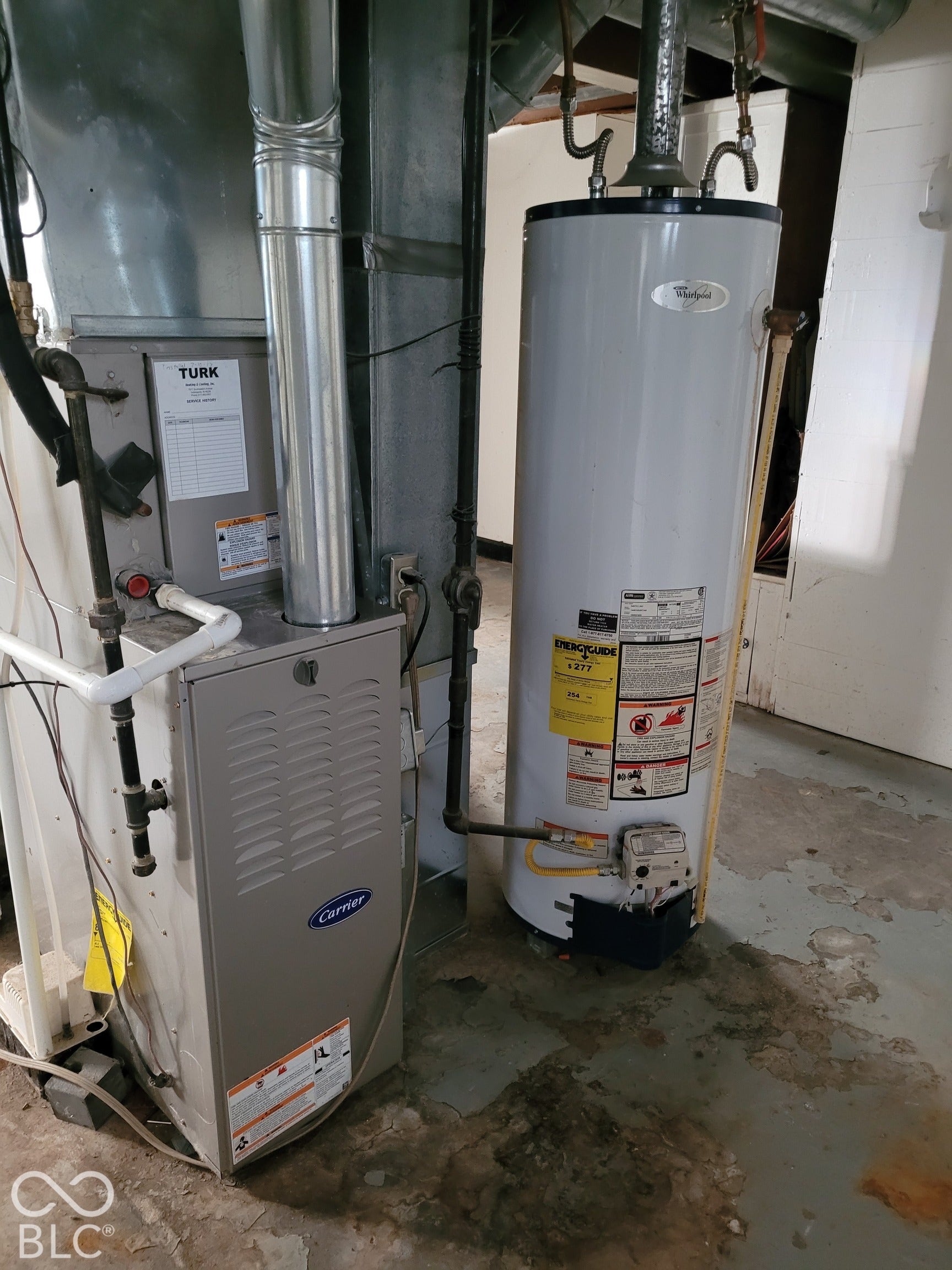 downstairs water heater and furnace