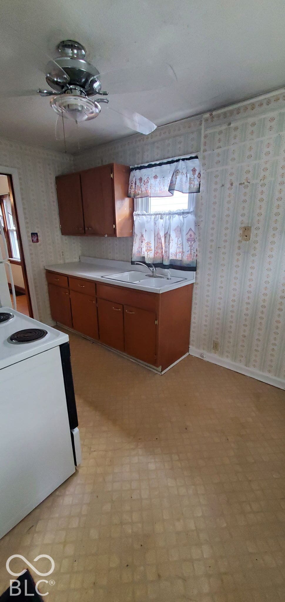 view of kitchen from back door