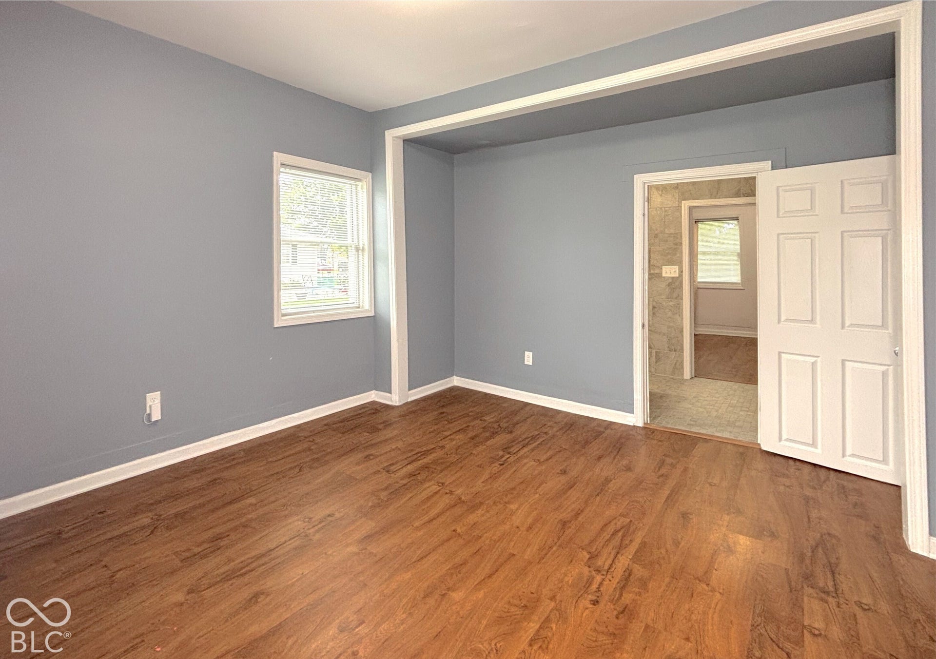 311 B Street S, Thorntown, IN 46071 Wood-finish flooring, light blue walls, and white trim throughout