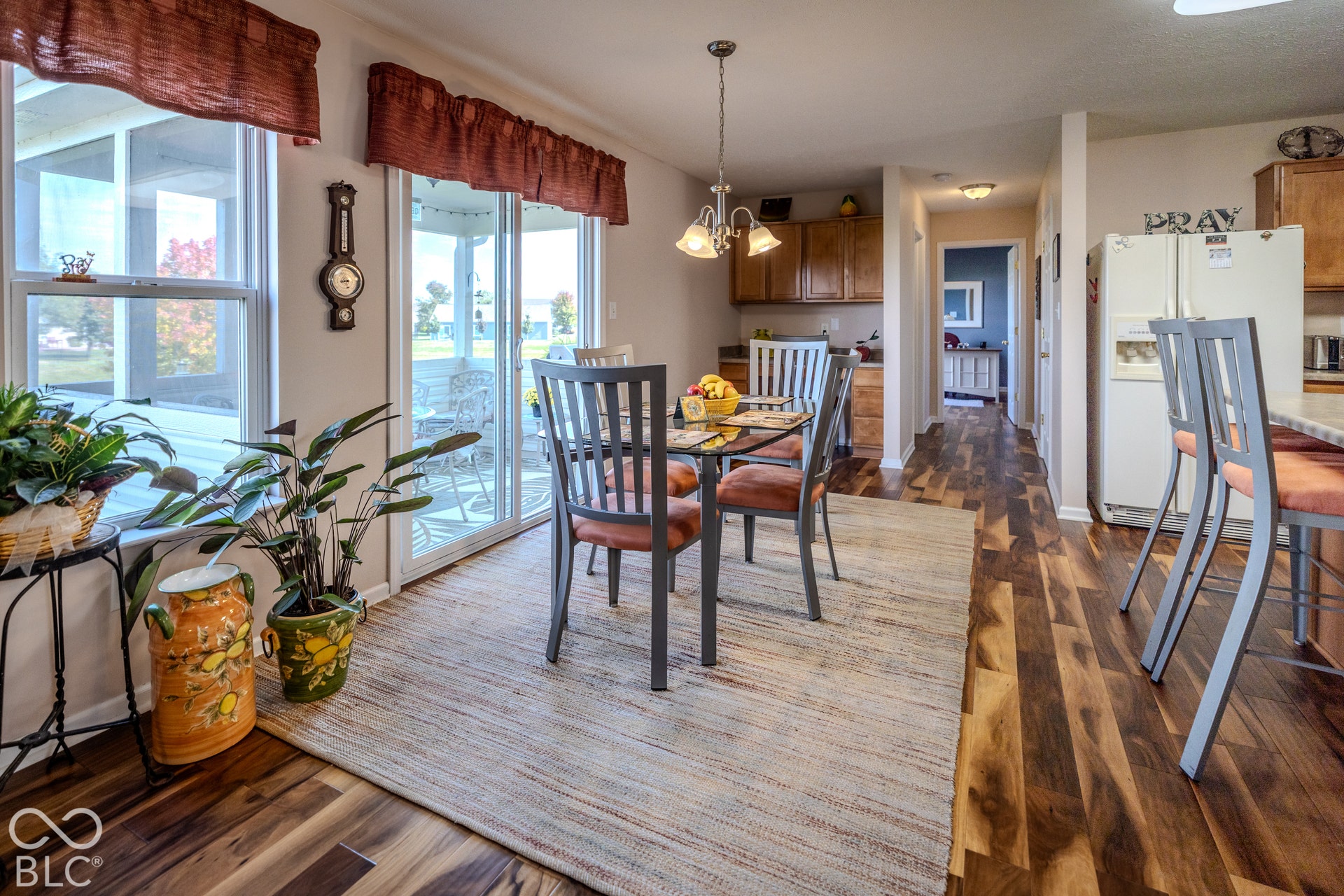 12046 Cowboys, Fishers, IN 46037 You will enjoy your favorite morning beverage in the sun-drenched breakfast area with a sliding door that opens to the screened porch.