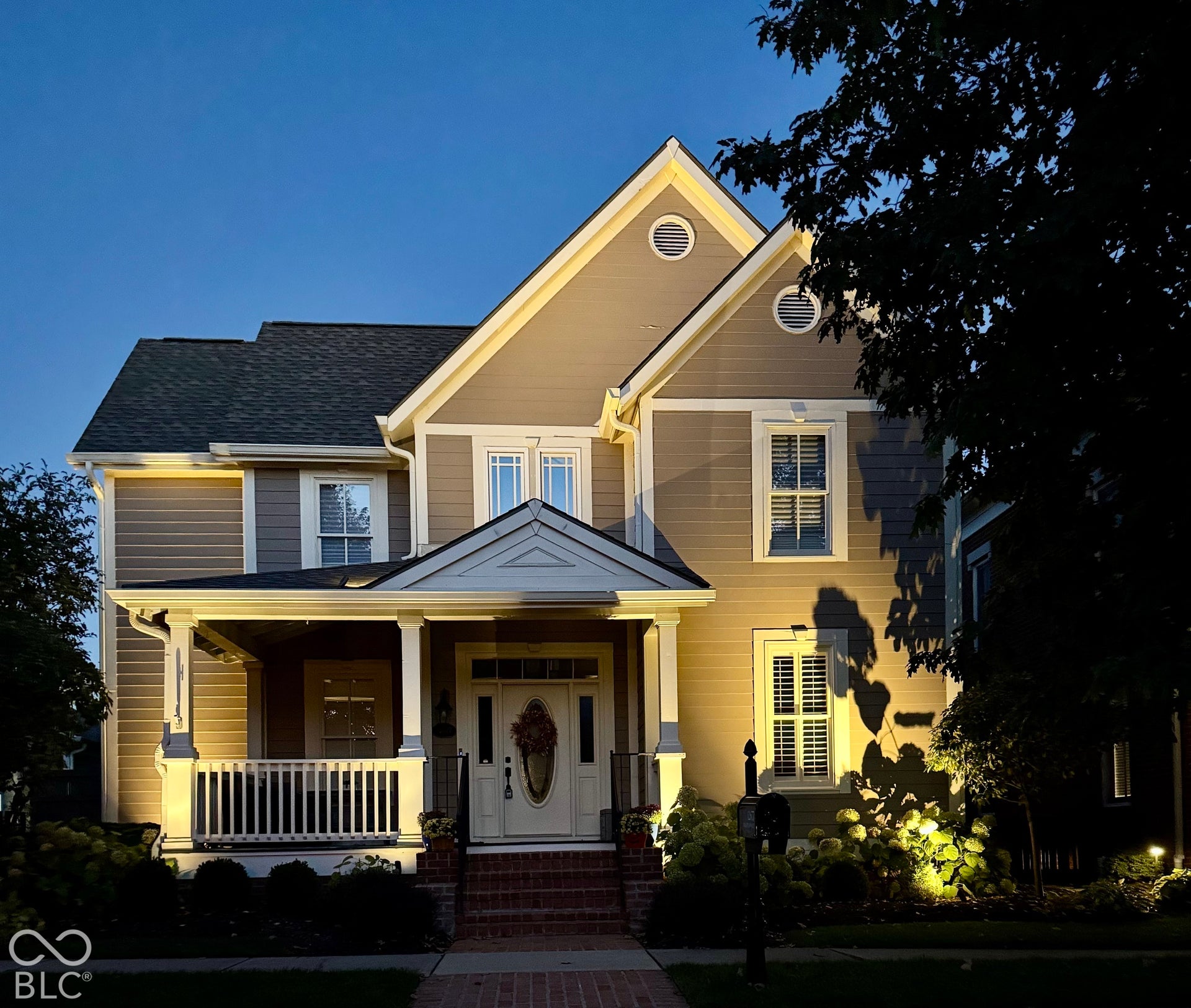 House with landscape lighting