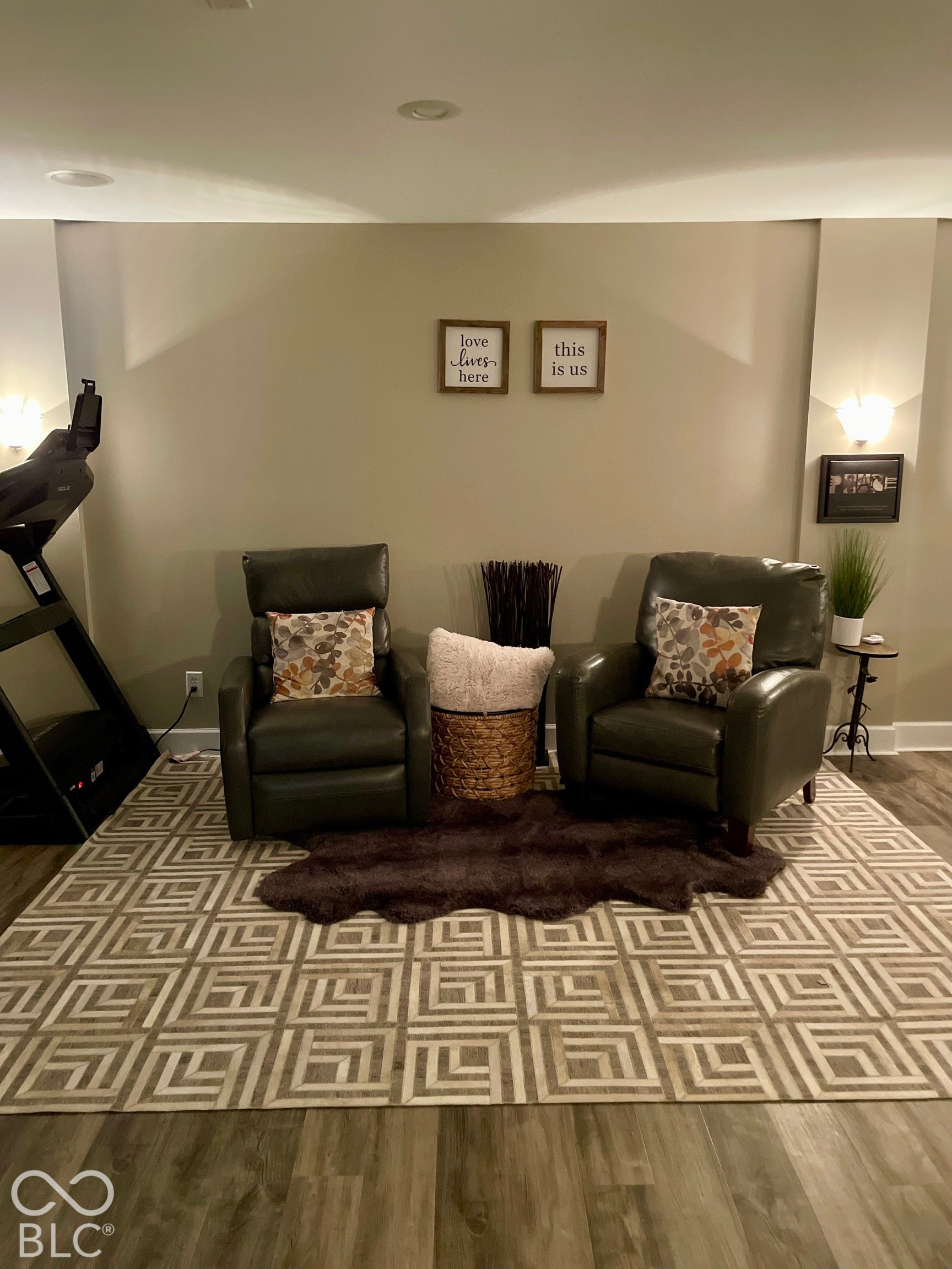 Wood-finish flooring with recessed lighting