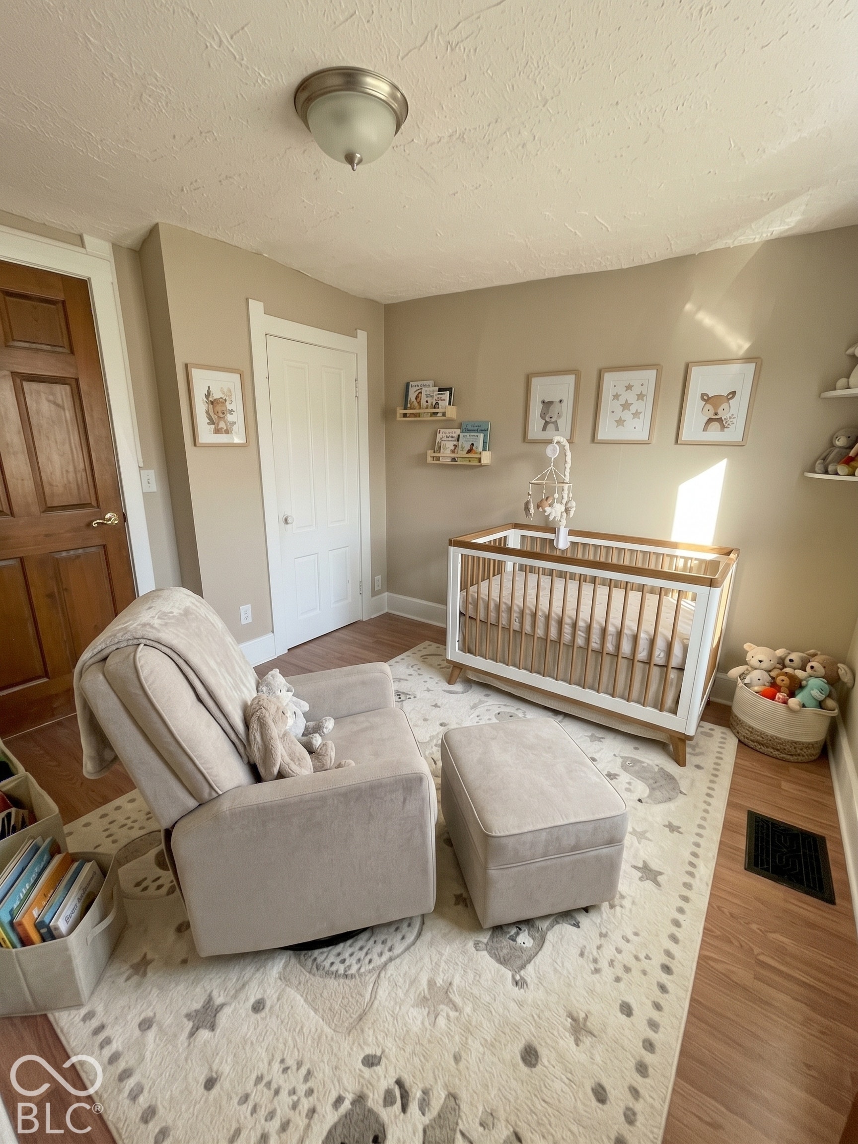 3 of 3 bedrooms staged as a baby room.