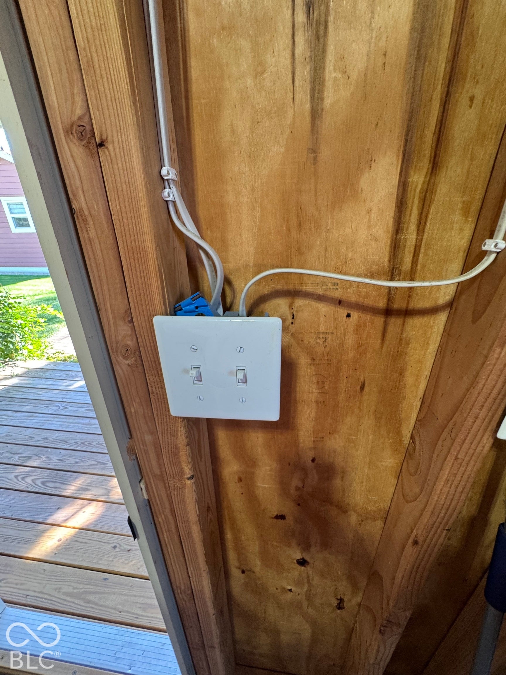 Light and electrical installed in storage shed