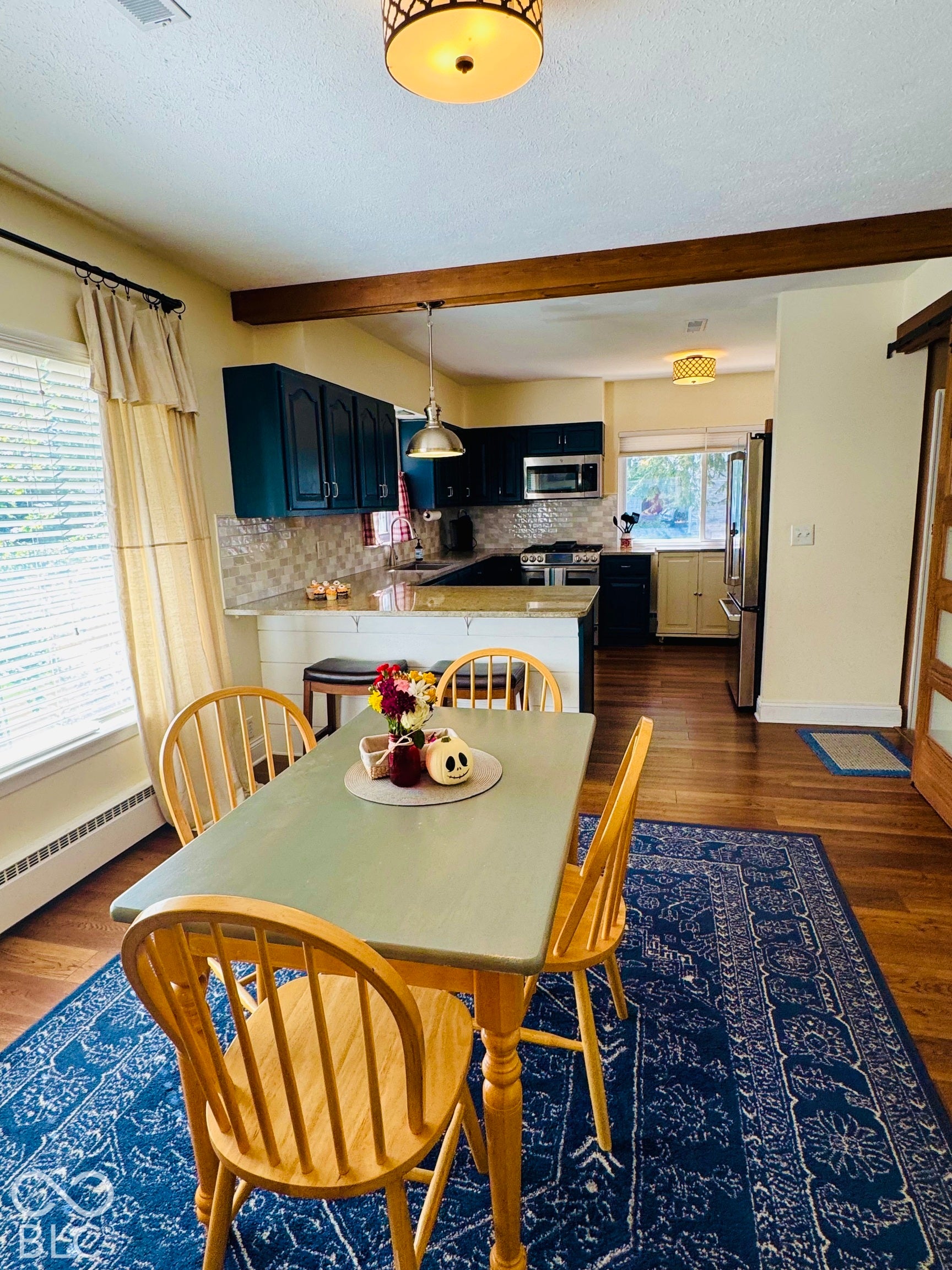 Wood-finish flooring throughout