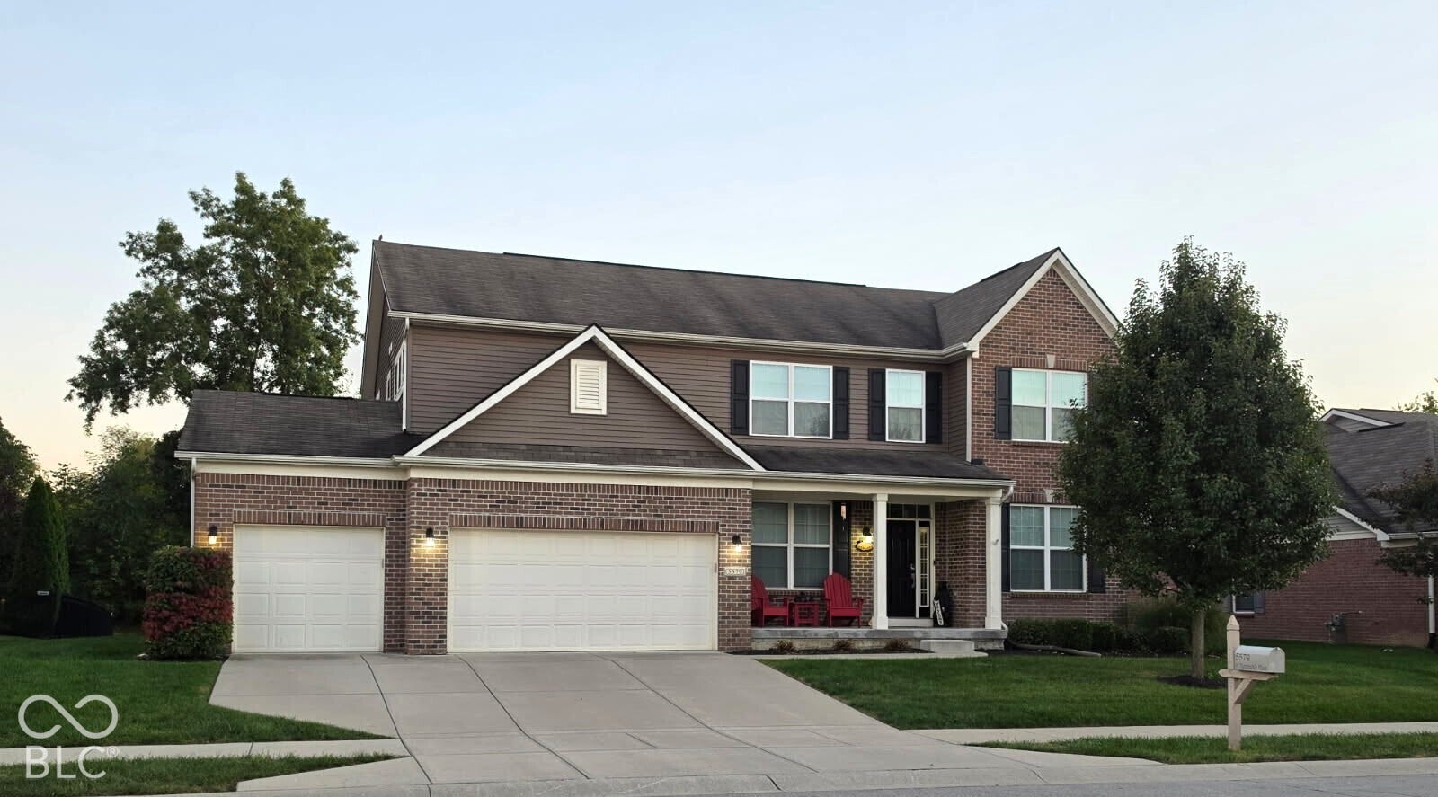5579 W Turnbuckle Place, McCordsville, IN 46055 3 Side brick yard, 3 car garage, large covered porch.