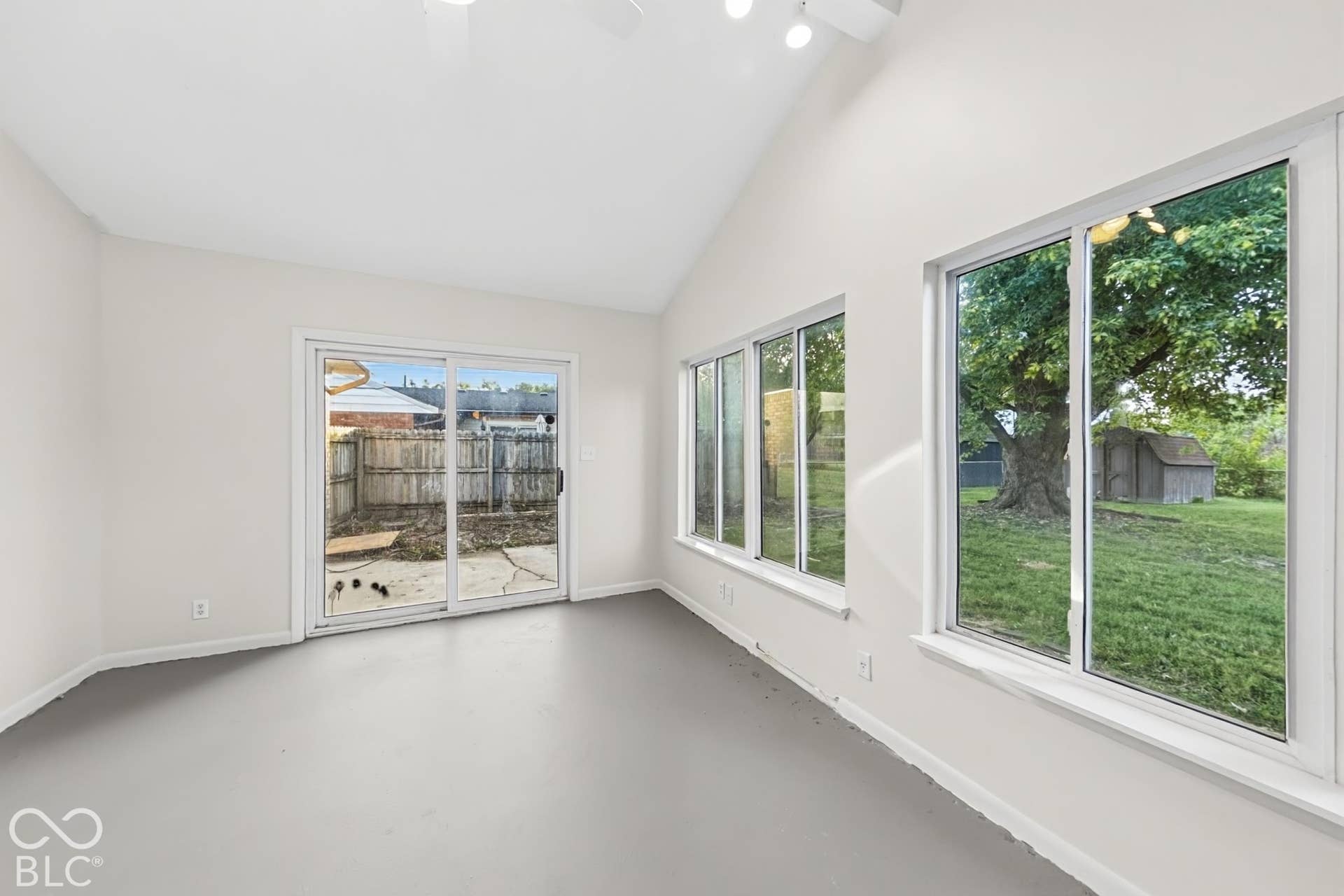 Vaulted ceiling with track lighting