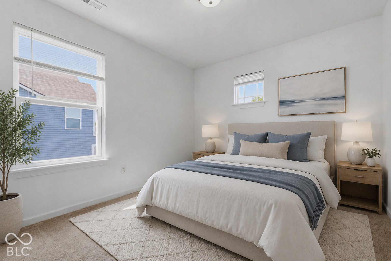 10525 Broadford Street, Indianapolis, IN 46239 Virtually Altered - Carpeted flooring, white walls, two windows, and a flush mount ceiling light