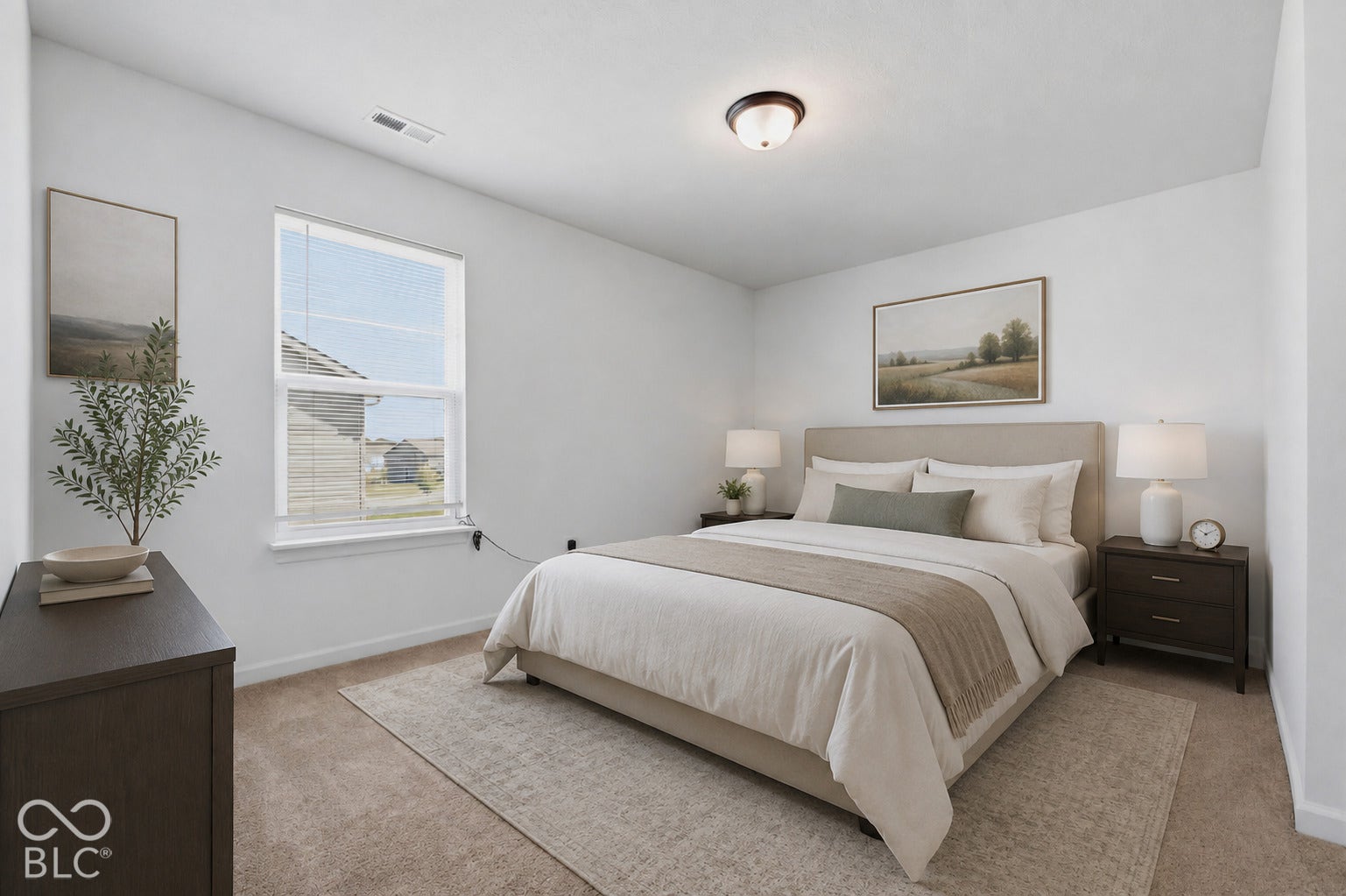 10525 Broadford Street, Indianapolis, IN 46239 Virtually Altered - Carpeted flooring, neutral wall tones, recessed window, and ceiling-mounted light fixture