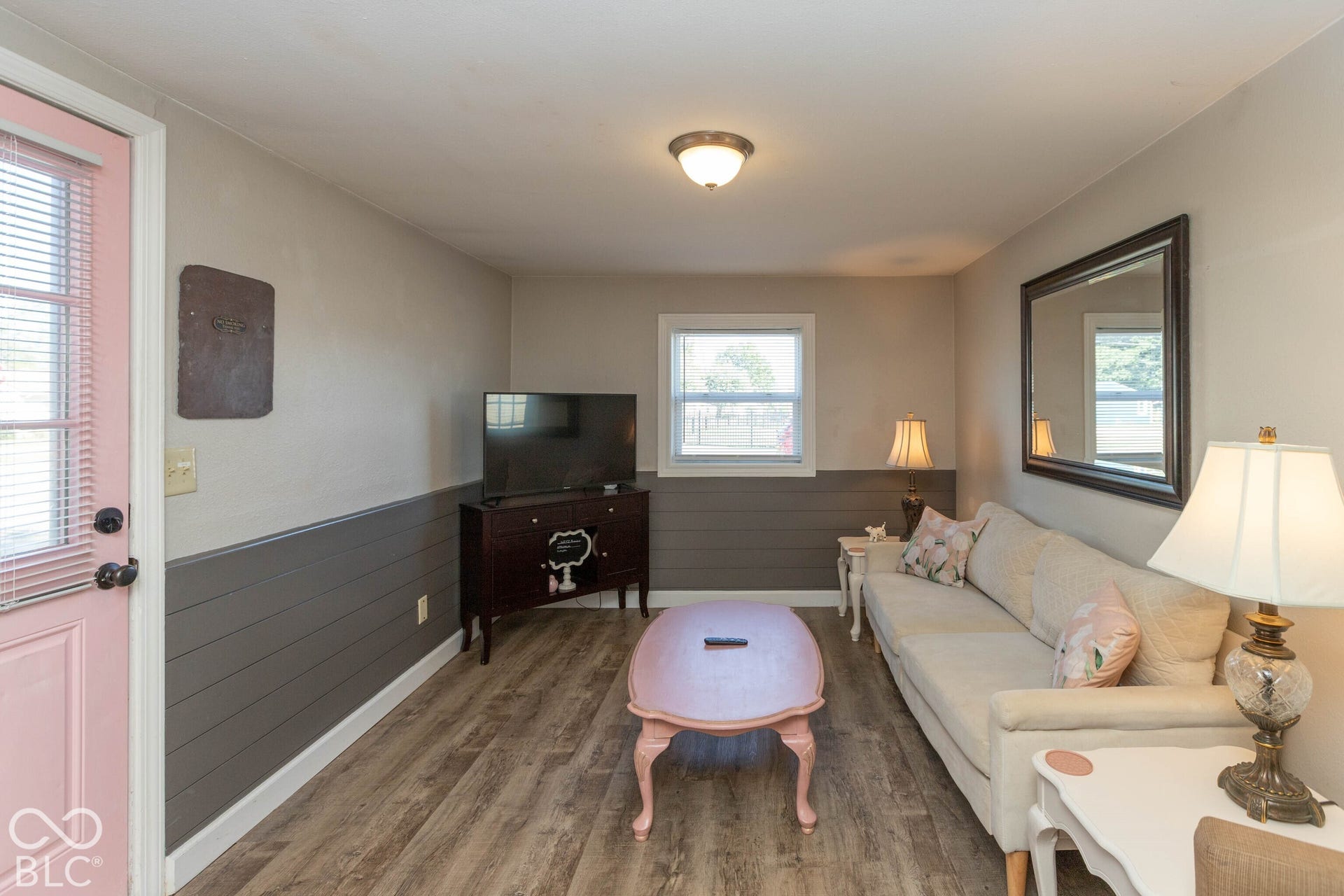 Wood-finish flooring throughout
