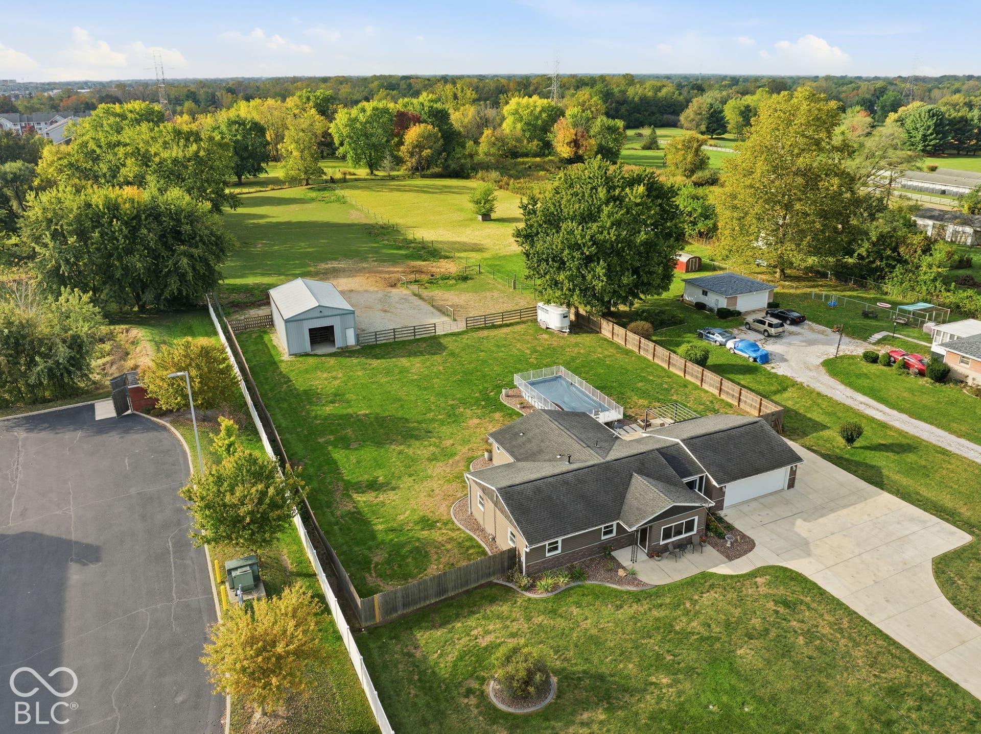 4937 E Edgewood, Indianapolis, IN 46237 Rare Indianapolis horse property on 1.98 acres with fully fenced land, a 3-stall horse barn, tack room, hayloft, above-ground pool, and plenty of room to enjoy the outdoors.