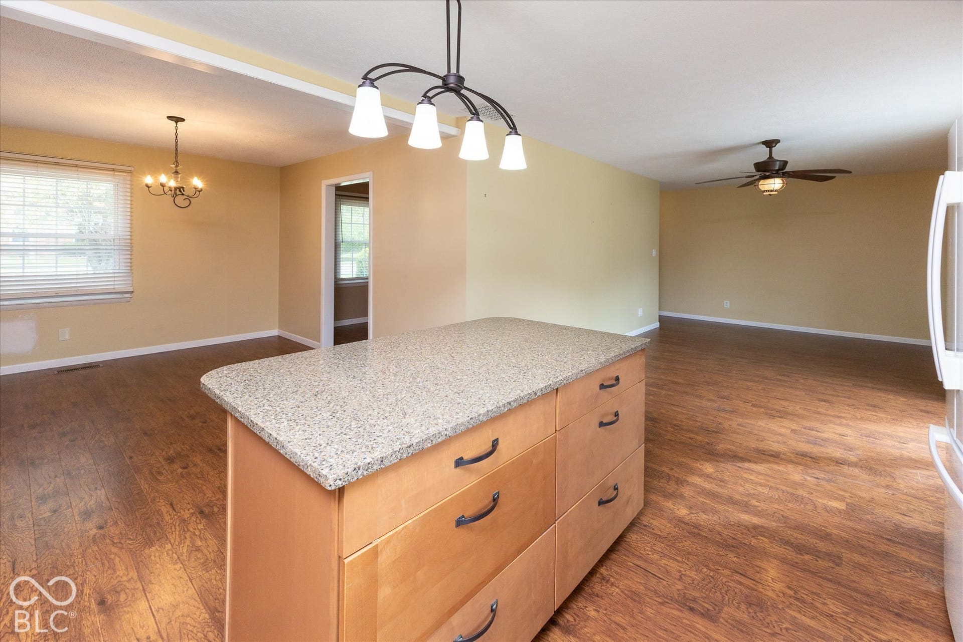 kitchen, dining and living room