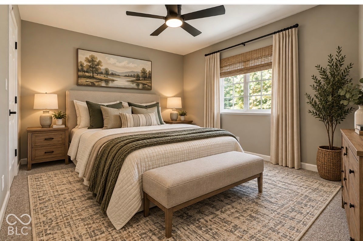 Virtually Altered - Recessed window with natural light and woven window treatments
