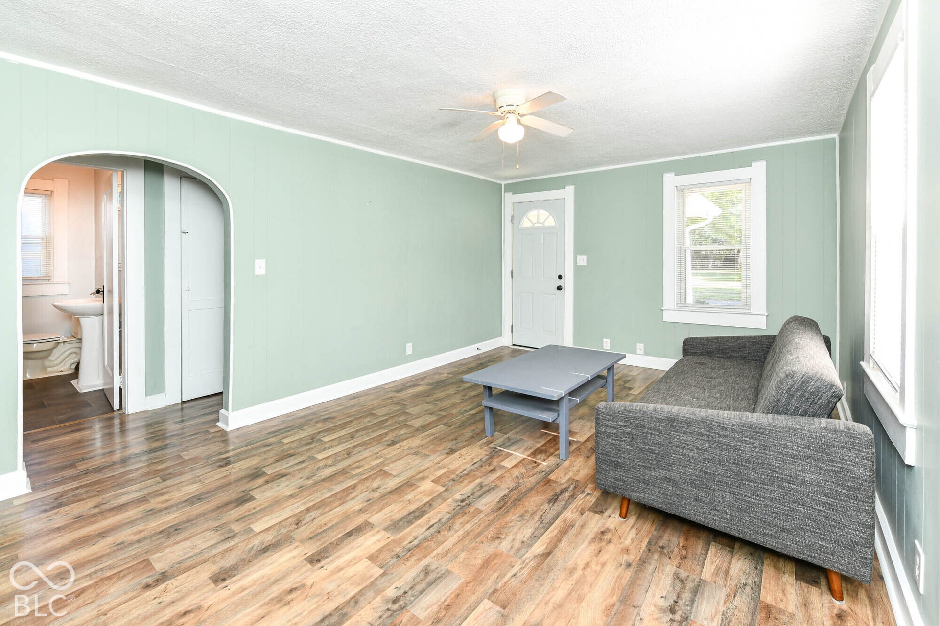 896 Young Street, Franklin, IN 46131 The living area showcases a fantastic architectural detail in the arched doorway.