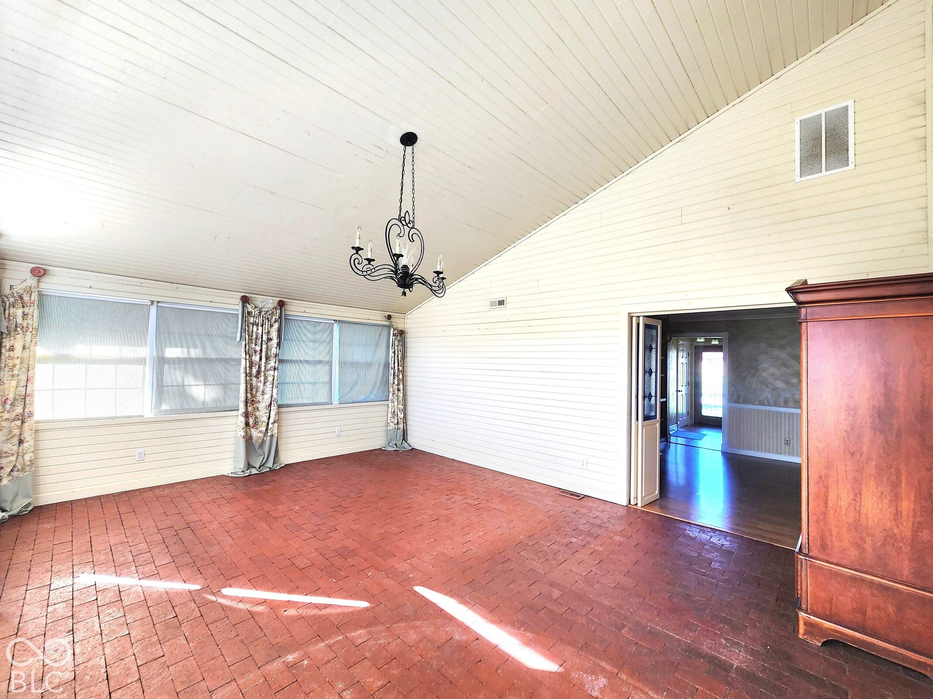 Family Room with Brick Floor