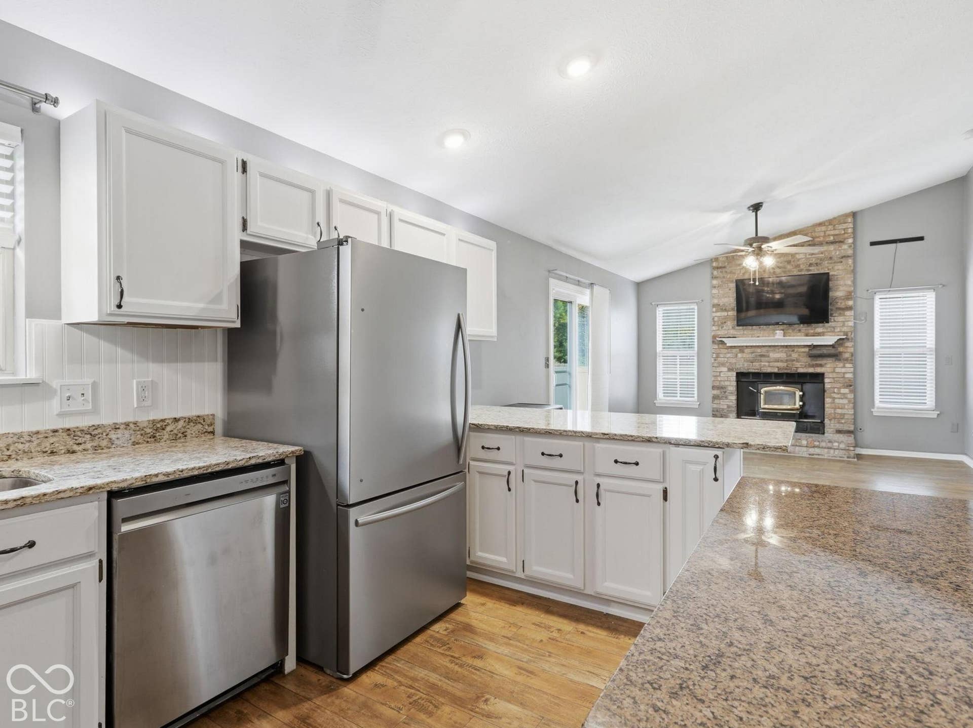 Kitchen opens into family room