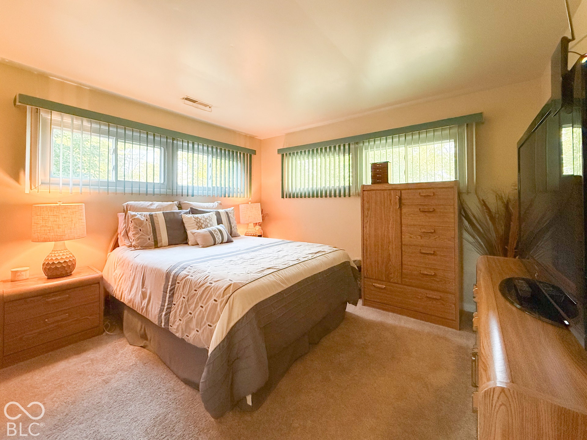 4225 Westbourne Drive, Indianapolis, IN 46205 Bedroom featuring neutral carpeting and multiple windows with vertical blinds