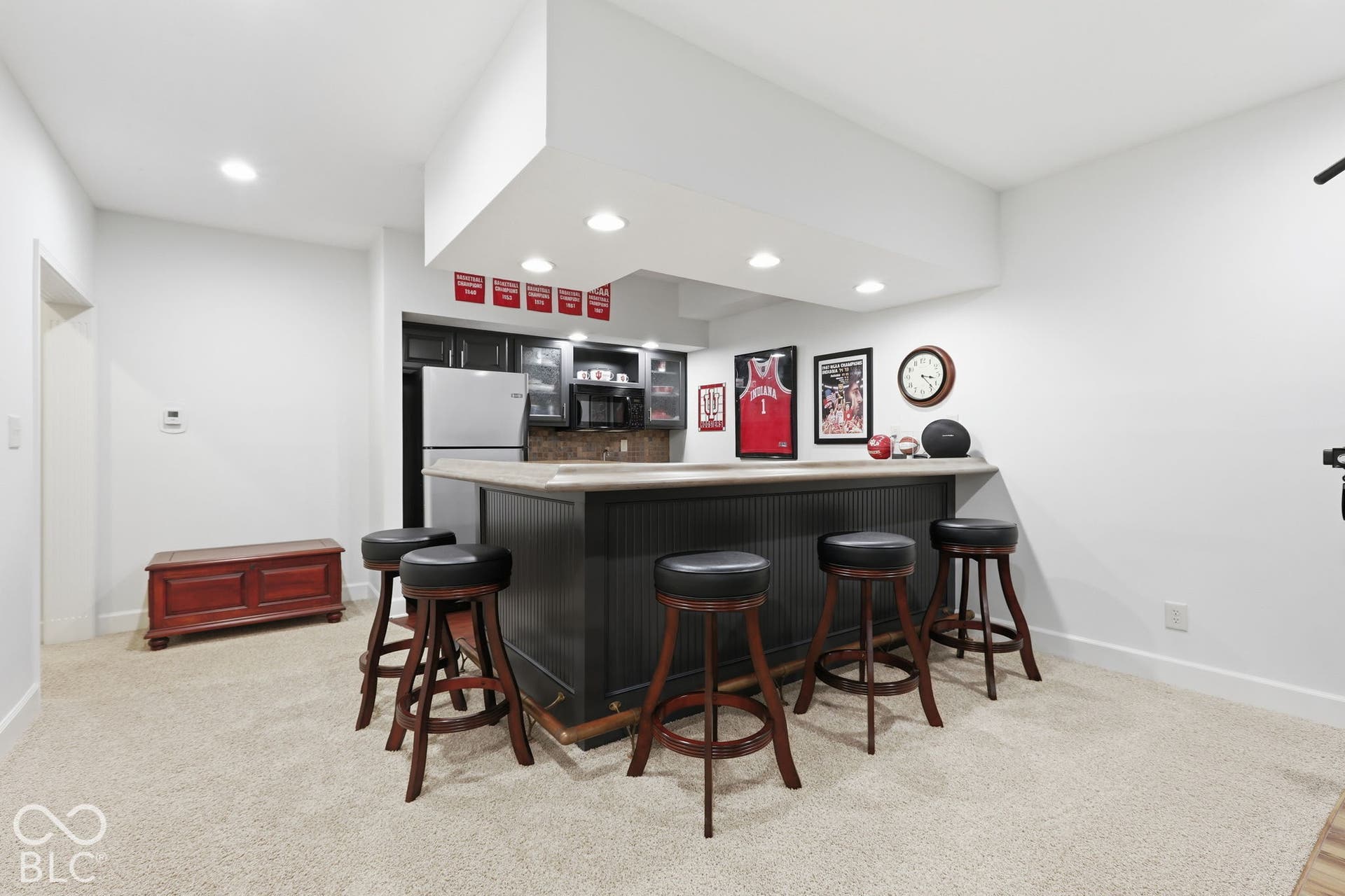 Wet Bar with Refrigerator, Microwave and Bar Seating