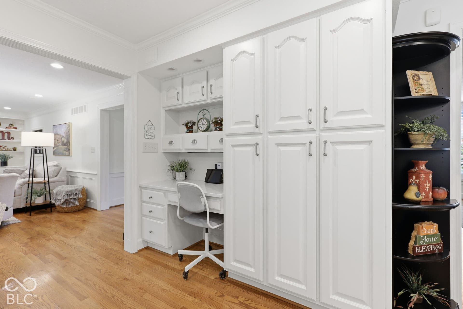 Large, Custom Pantry and Desk Area