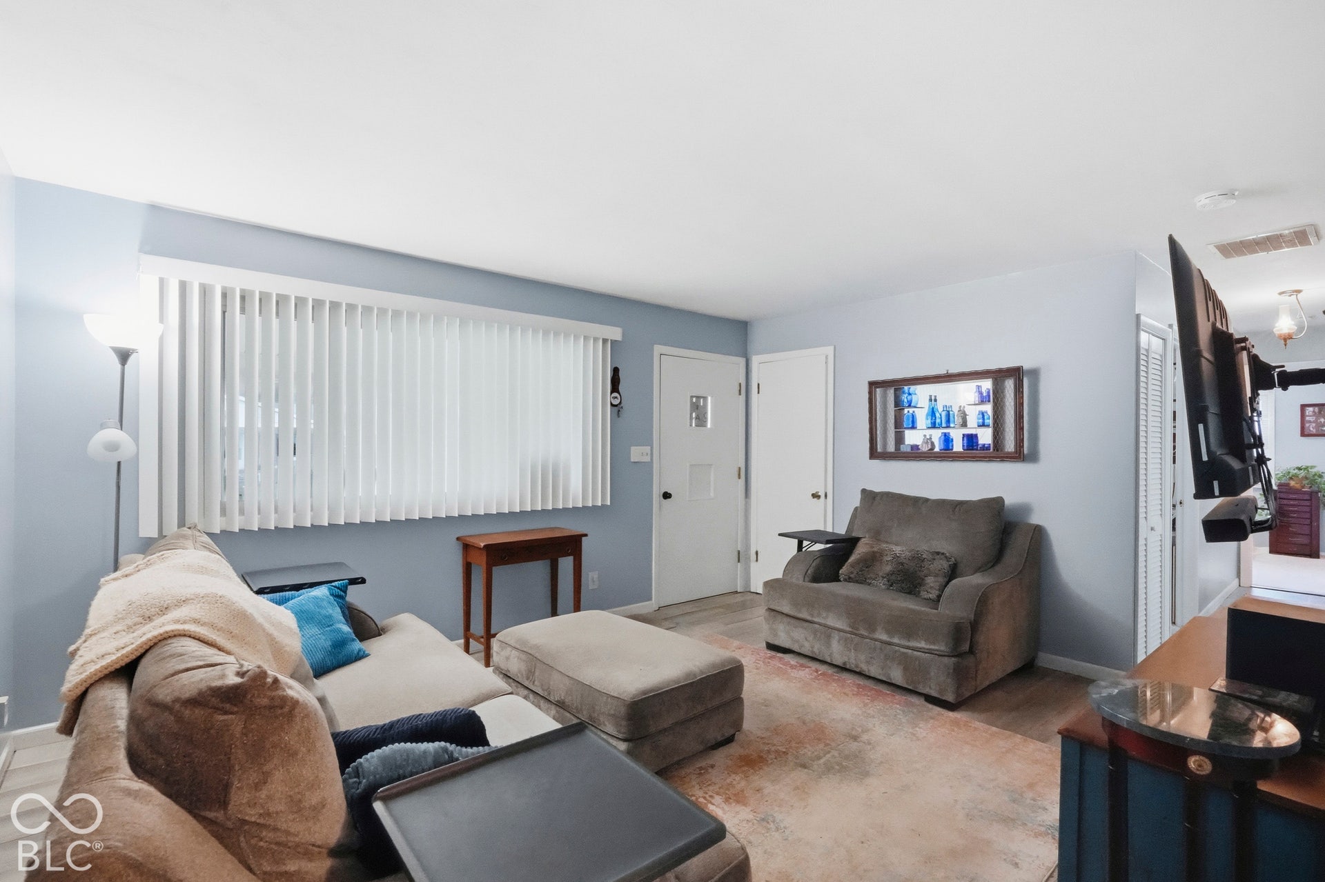 Another view of the living room. The windows face the front of the house.