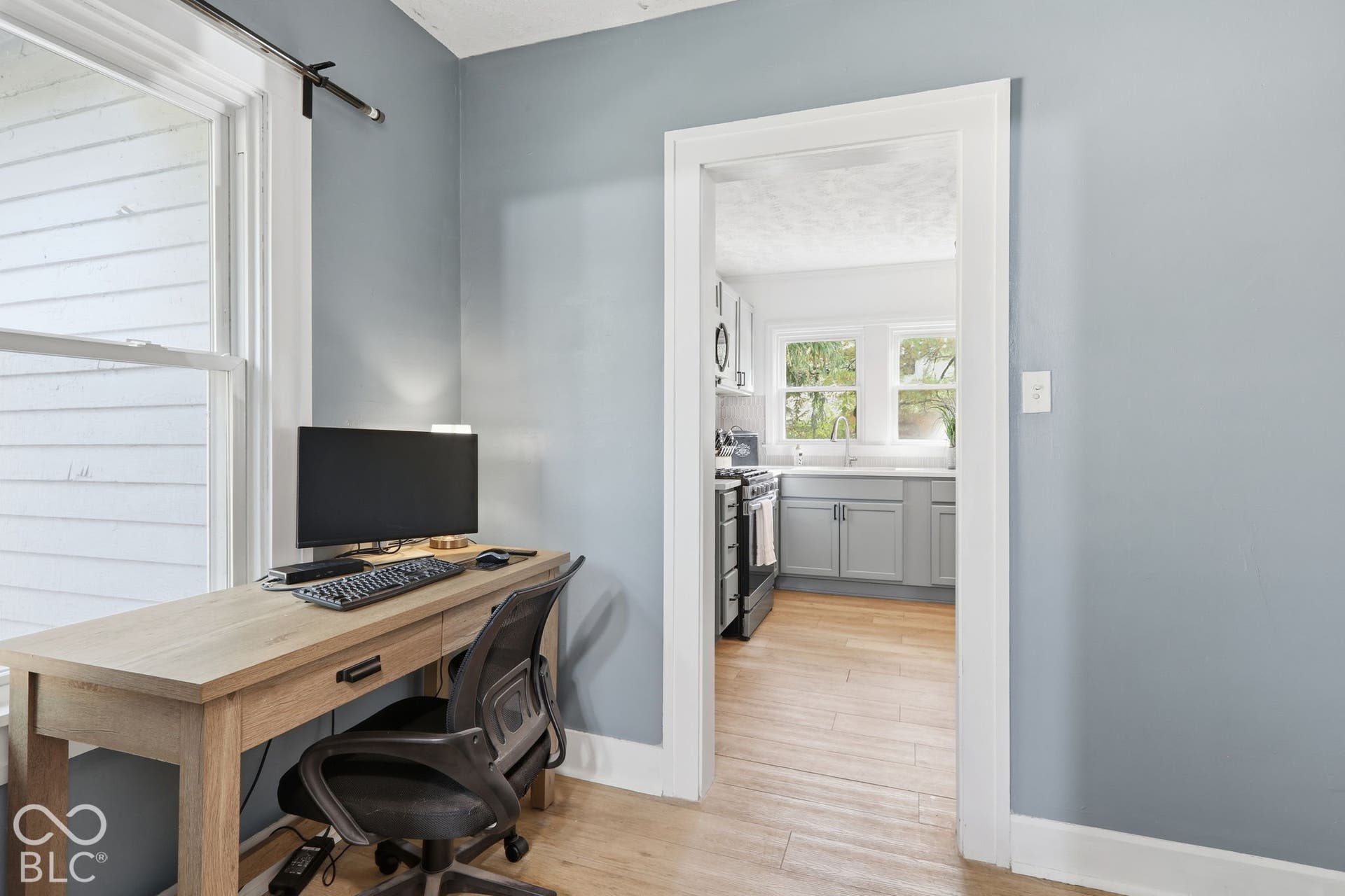 Big enough for two desks and has a closet!