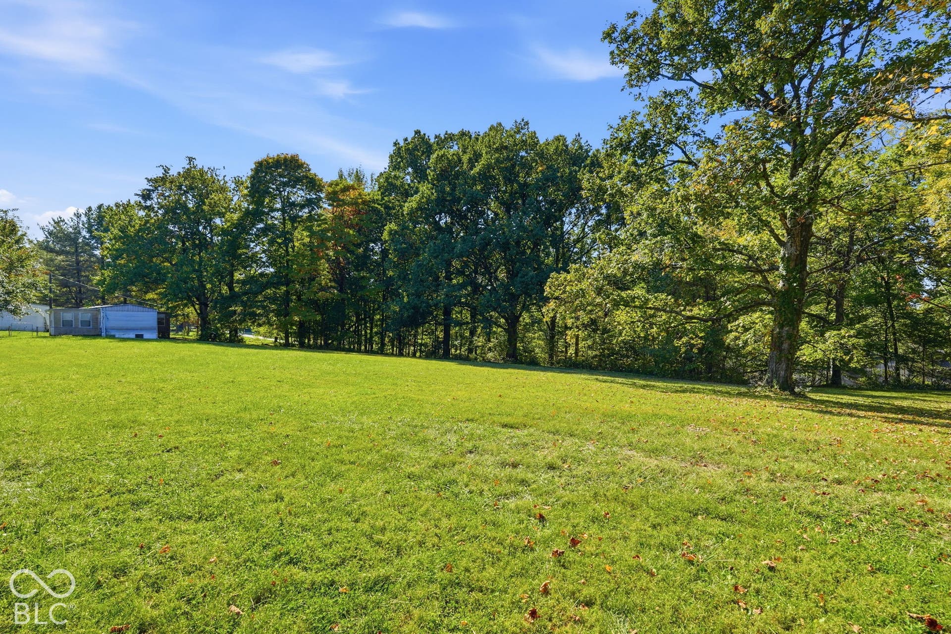 Expansive parcel of land featuring open grass terrain and mature trees