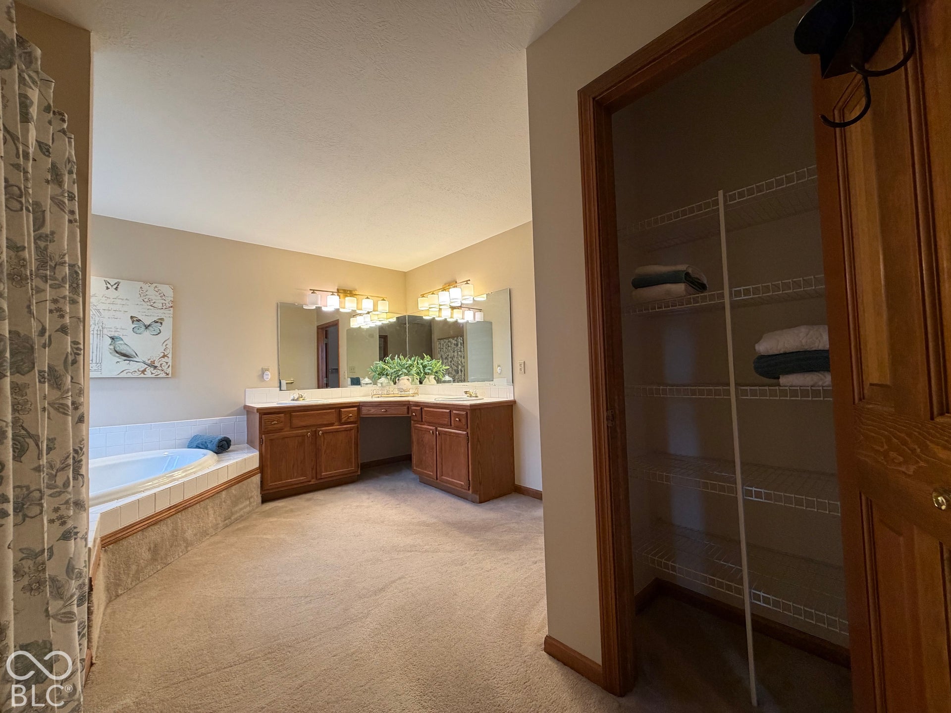 Full sized shower and linen closet. Plus two operational windows that provide the perfect fall breeze.