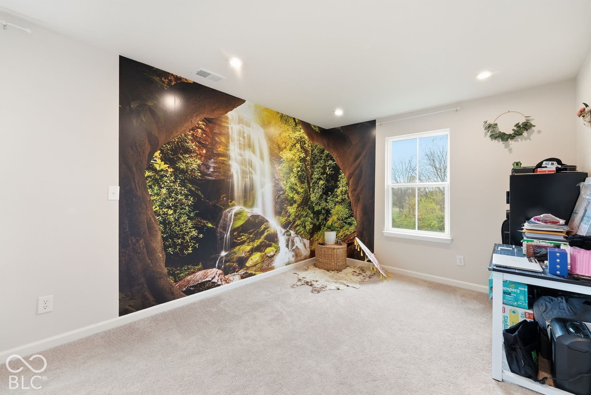 275 Bohicket Road, Whiteland, IN 46184 Neutral-toned interior featuring recessed lighting, wall-to-wall carpeting, and a double-pane window
