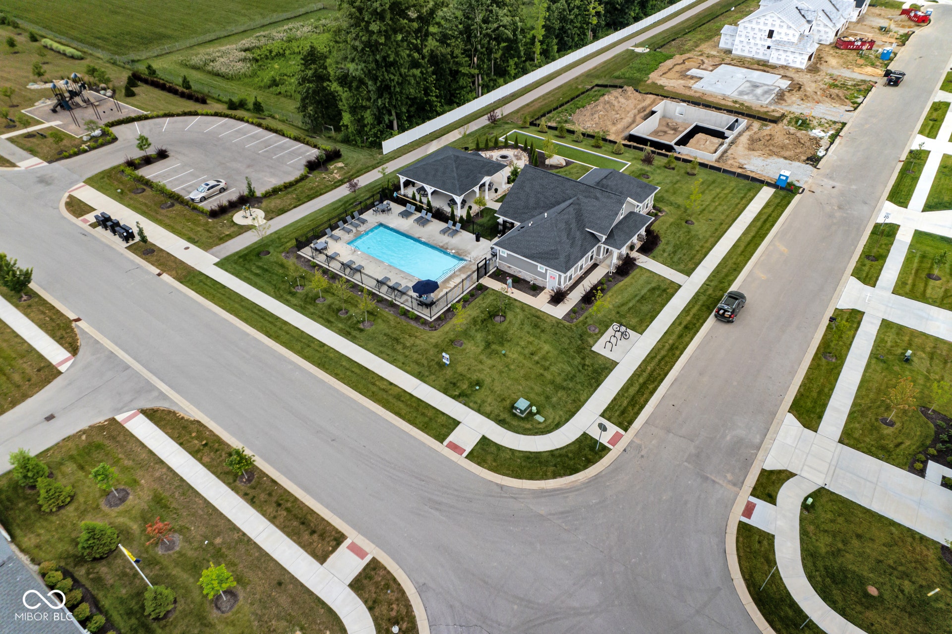 bird's eye view of a pool