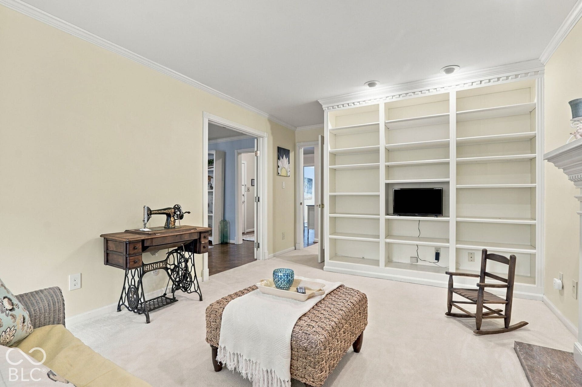 More formal living room with stunning white carpet