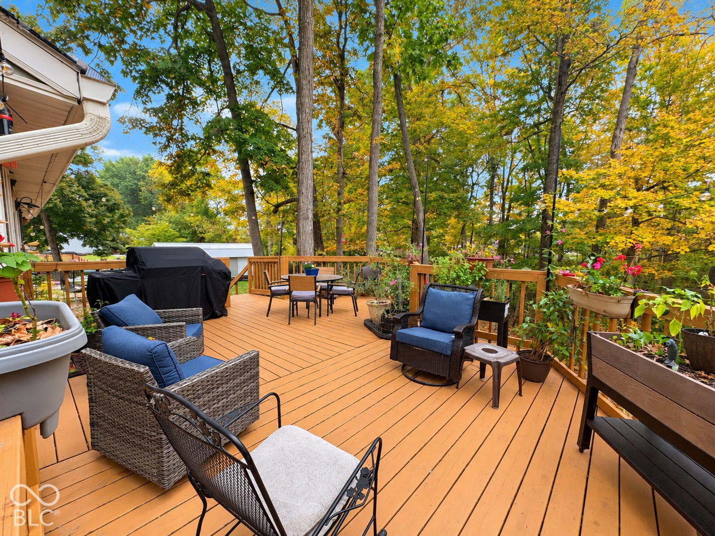 Upper deck overlooking the back yard