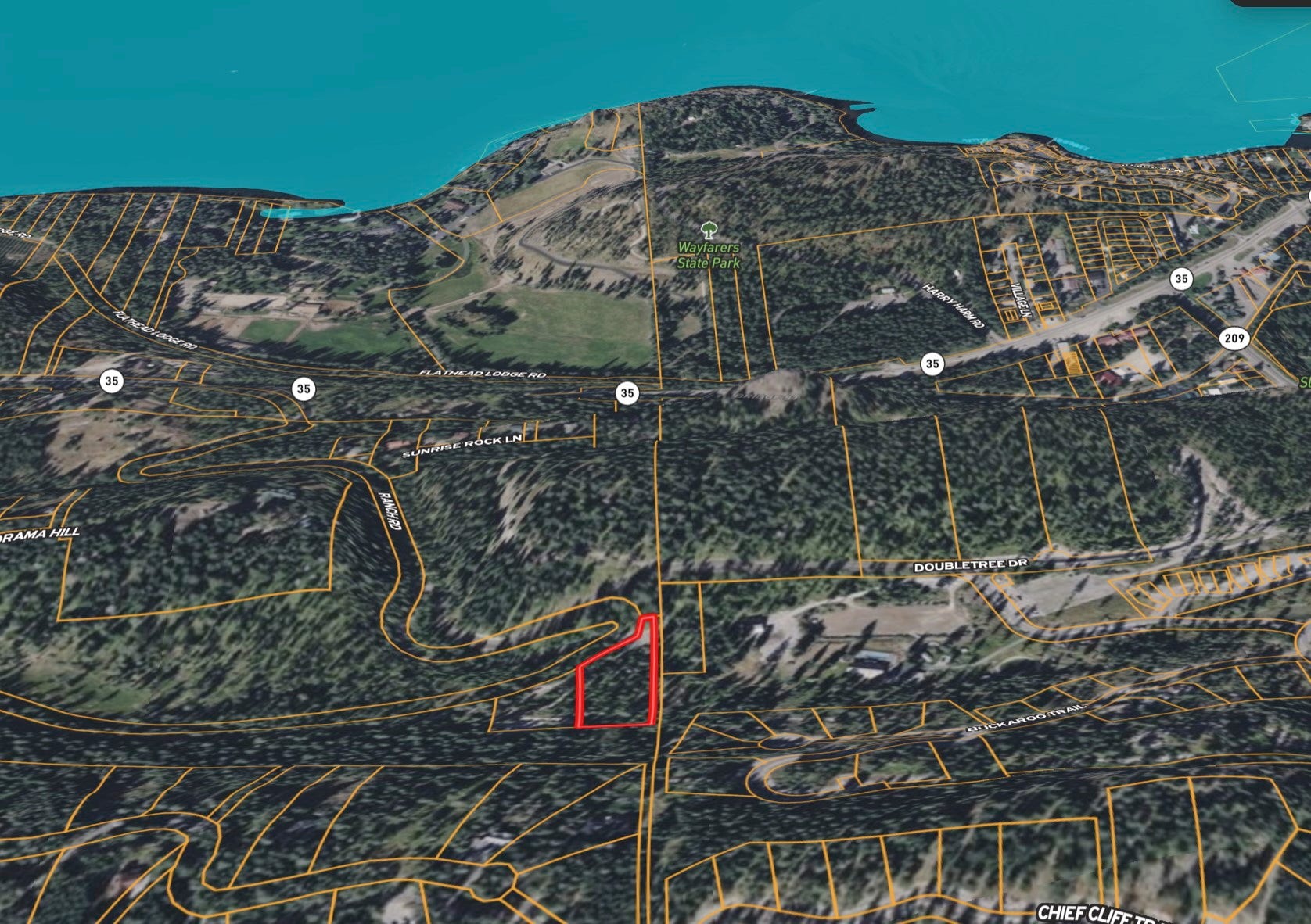 375 Ranch Road, Bigfork, MT 59911 3D Map looking West towards Flathead Lake