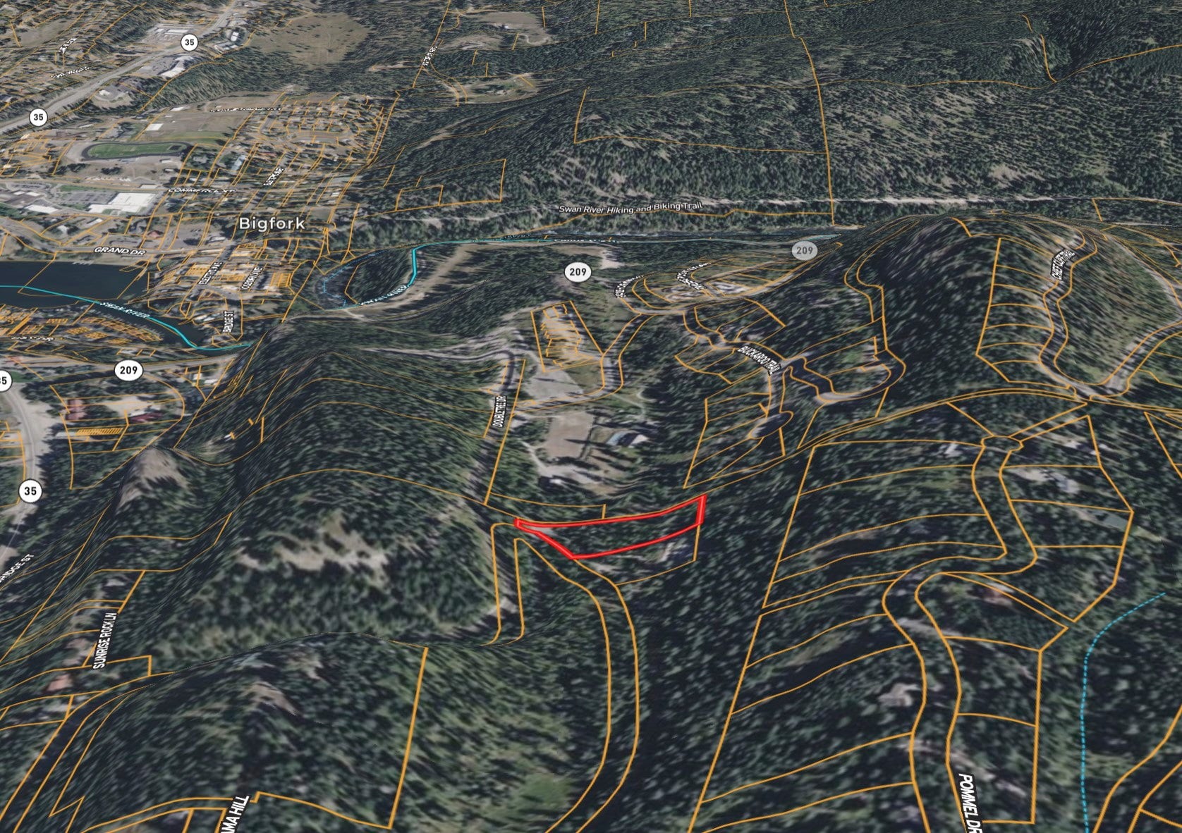 375 Ranch Road, Bigfork, MT 59911 3D Map looking North toward Bigfork