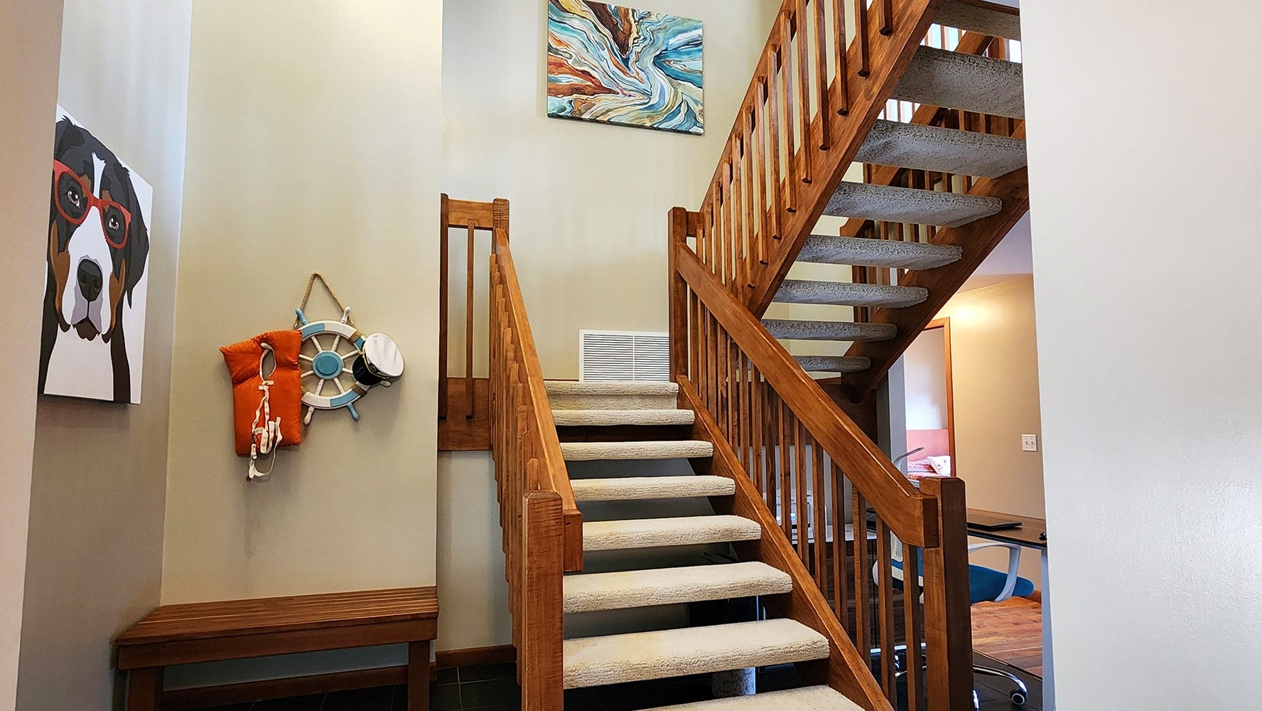 Stairs from Ground Floor to upper level Living-Dining-Kitchen-Primary Suite