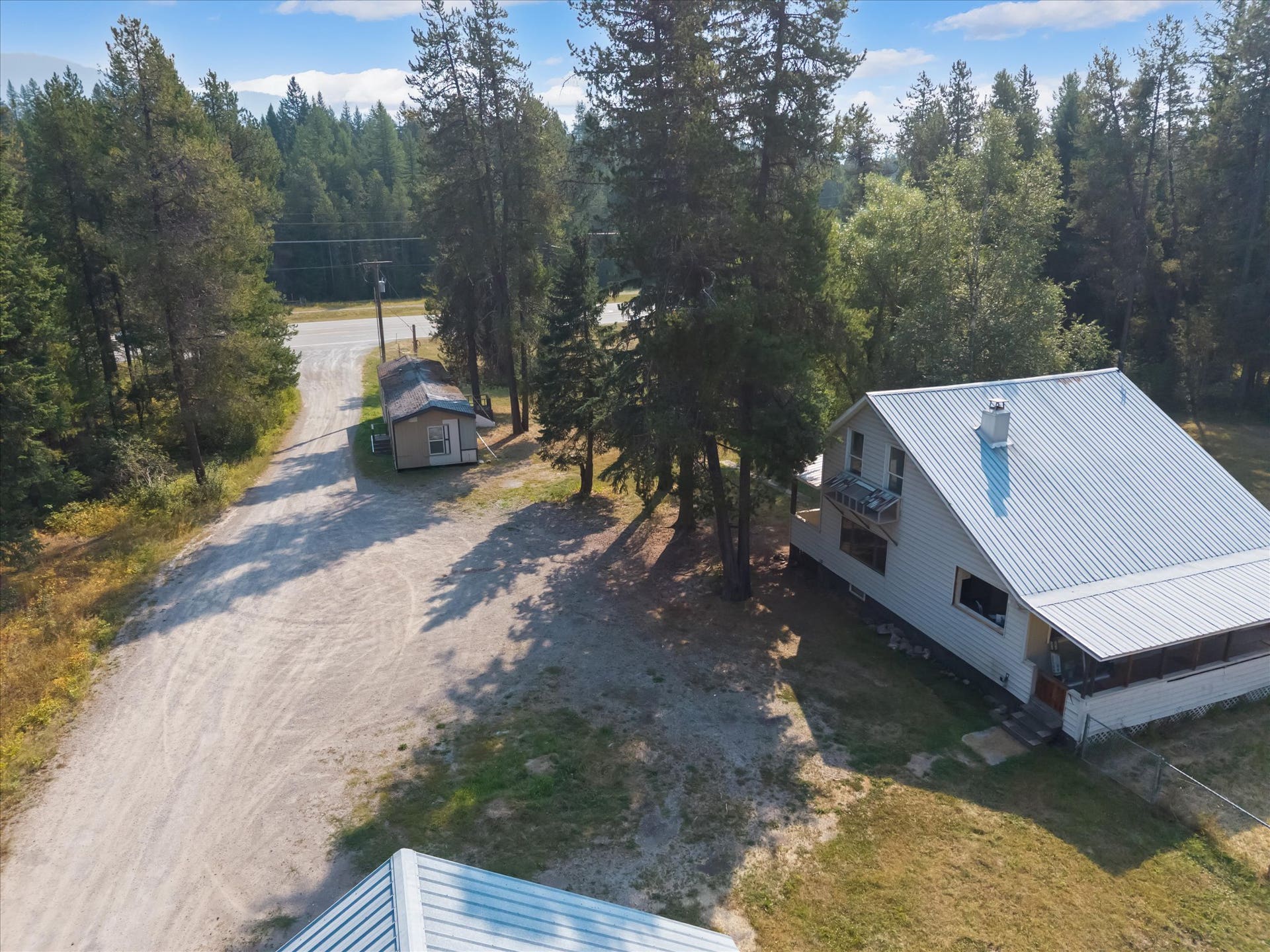 9590 US Hwy 2 E, Martin City, MT 59926 Aerial view of commercial property with Highway 2 frontage near Glacier National Park