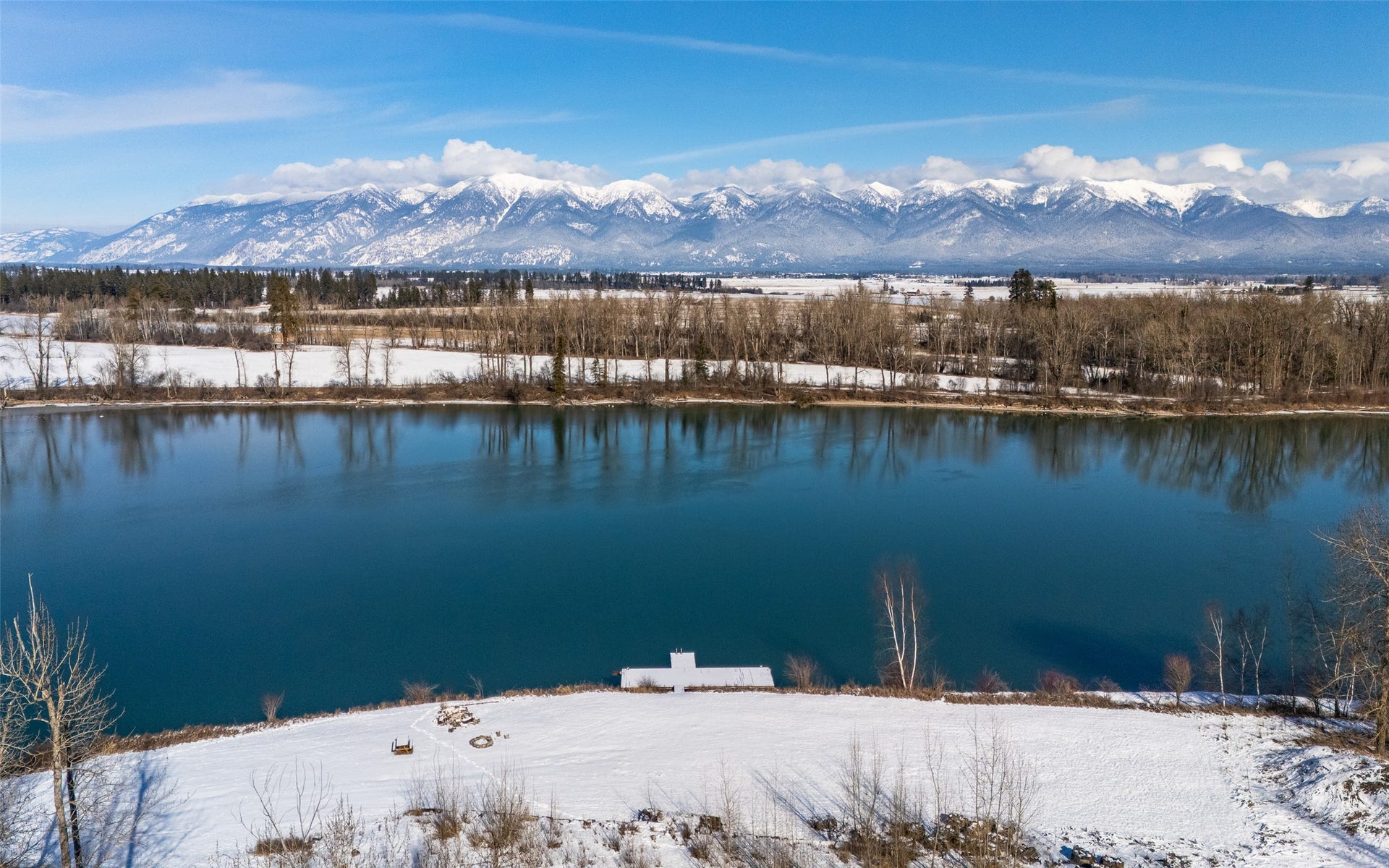 905 Wagner Lane, Kalispell, MT 59901 Aerial view of property and dock