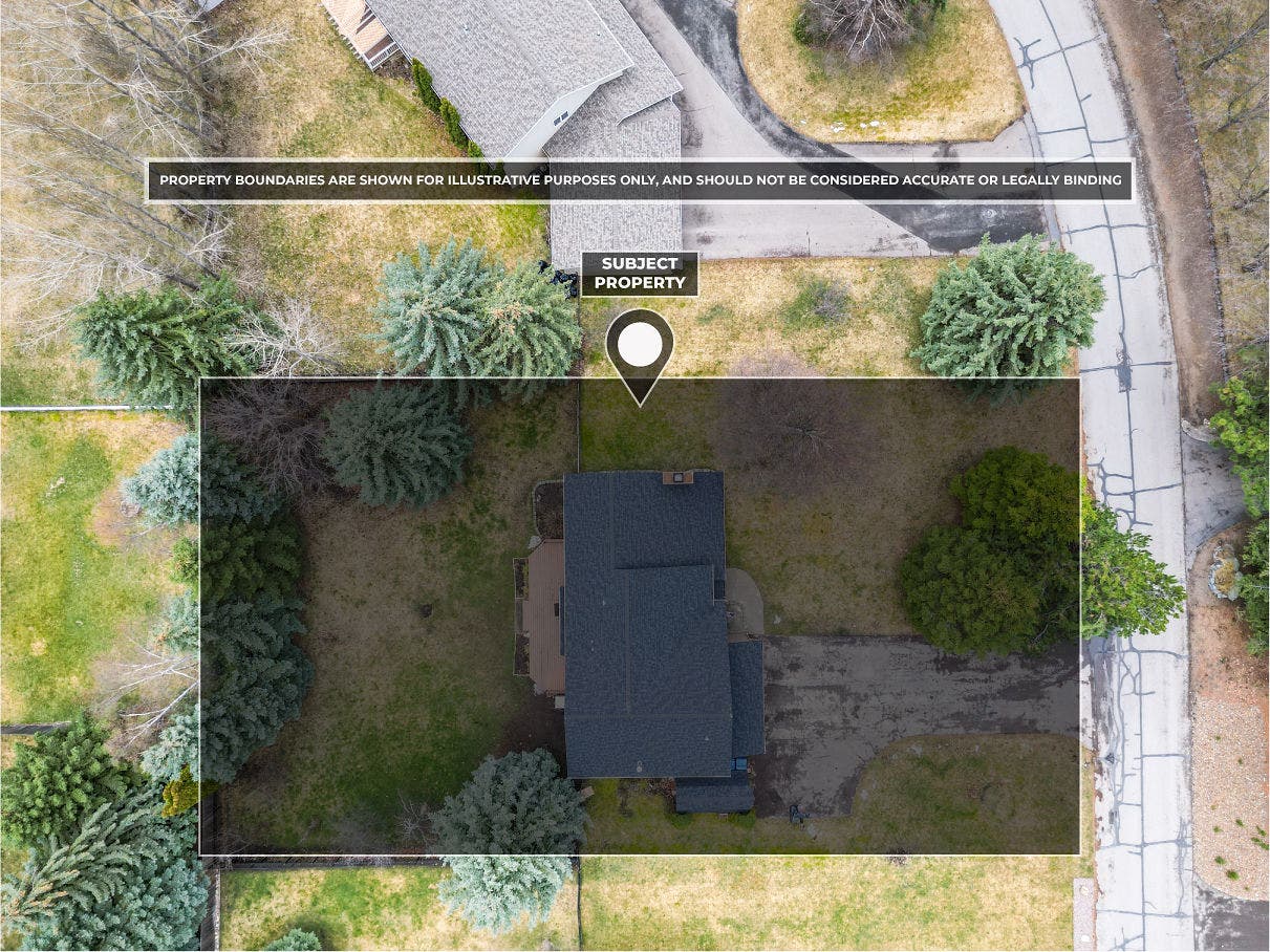163 Crestview Drive, Bigfork, MT 59911 Top-down aerial view showing property boundaries