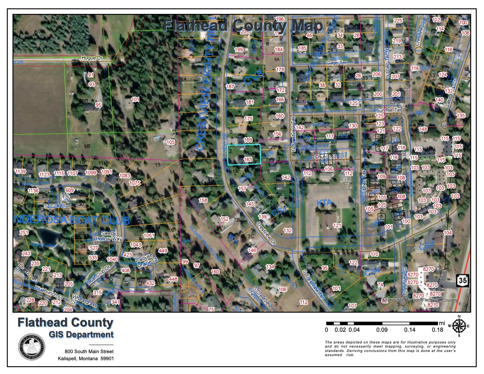 163 Crestview Drive, Bigfork, MT 59911 Parcel Map