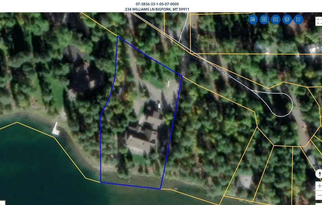 234 Williams Lane, Bigfork, MT 59911 MT Cadastral approximate lines