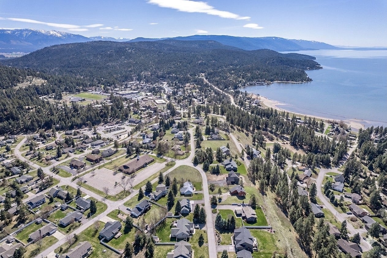 132 N Crestview Terrace, Bigfork, MT 59911 Ariel showing proximity to Bigfork, Flathead Lake and other areas