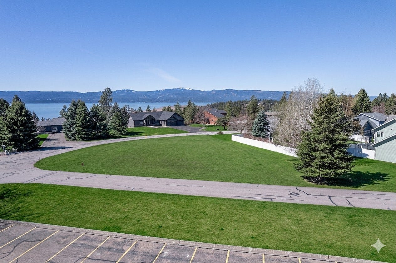 132 N Crestview Terrace, Bigfork, MT 59911 Ariel from East looking West with partial Flathead Lake views and Salish Mountains