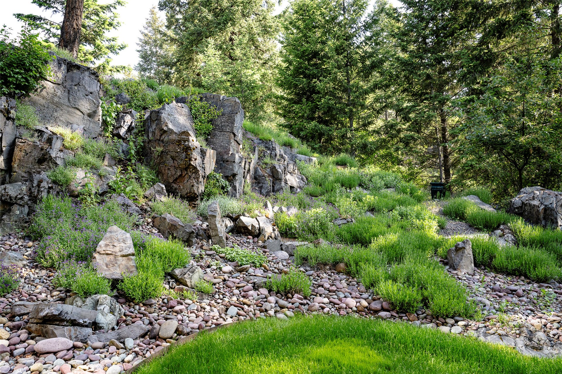 137 & 133 Eagle Bend Drive, Bigfork, MT 59911 Gorgeous perenials and path to lower yard