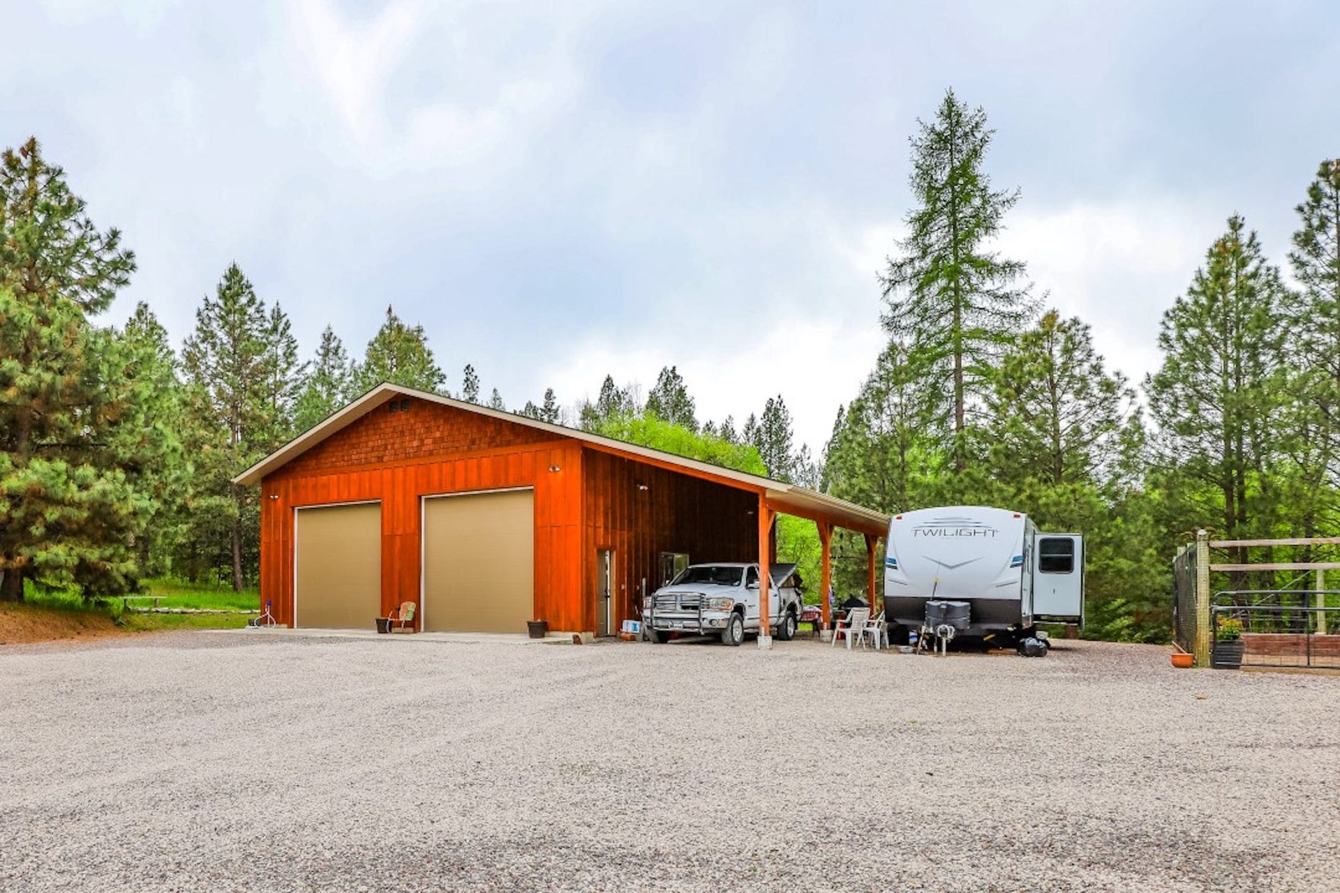 110 Conifer Lane, Bigfork, MT 59911 Shop featuring a covered parking area and Full RV hookups