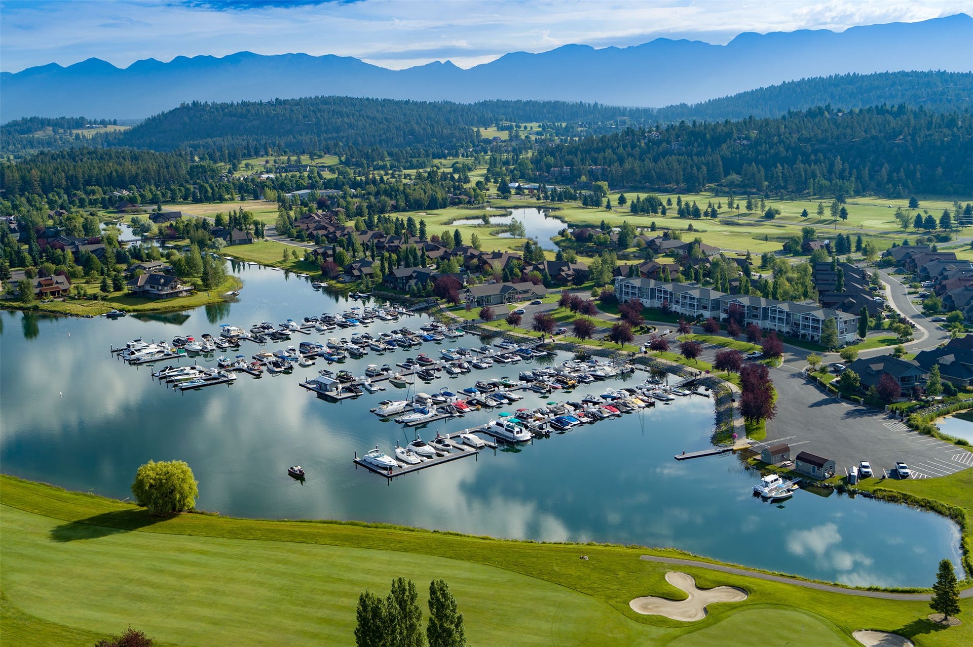 D-5 Eagle Bend Yacht Harbor, Bigfork, MT 59911 Aerial view of Eagle Bend Yacht Harbor with access to Flathead River and Flathead Lake